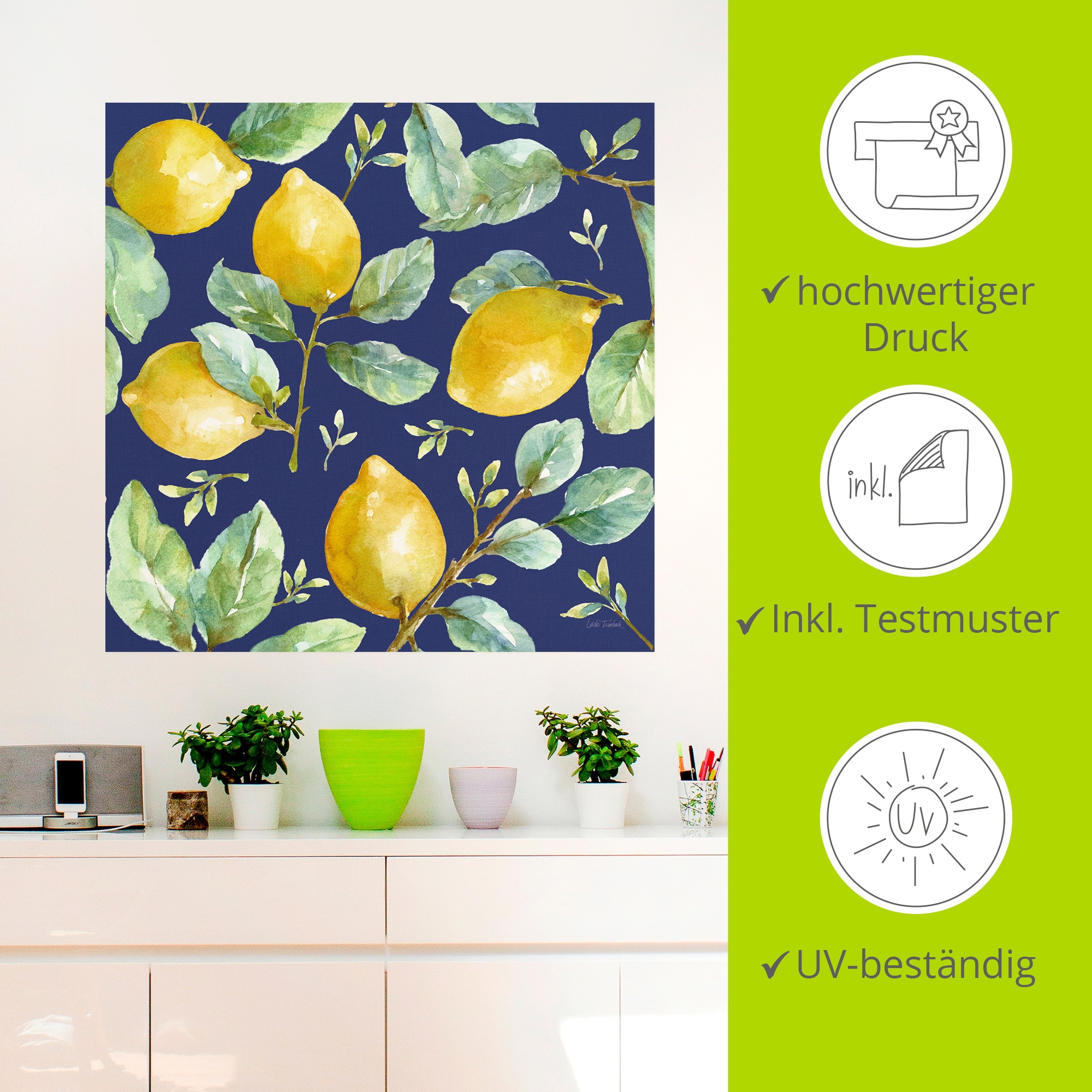 Artland Wandbild »Le Citron Pattern IB« Pflanzenbilder 1 Stk. tlg. als Alubild, Leinwandbild, Poster, Wandaufkleber in verschied. Größen