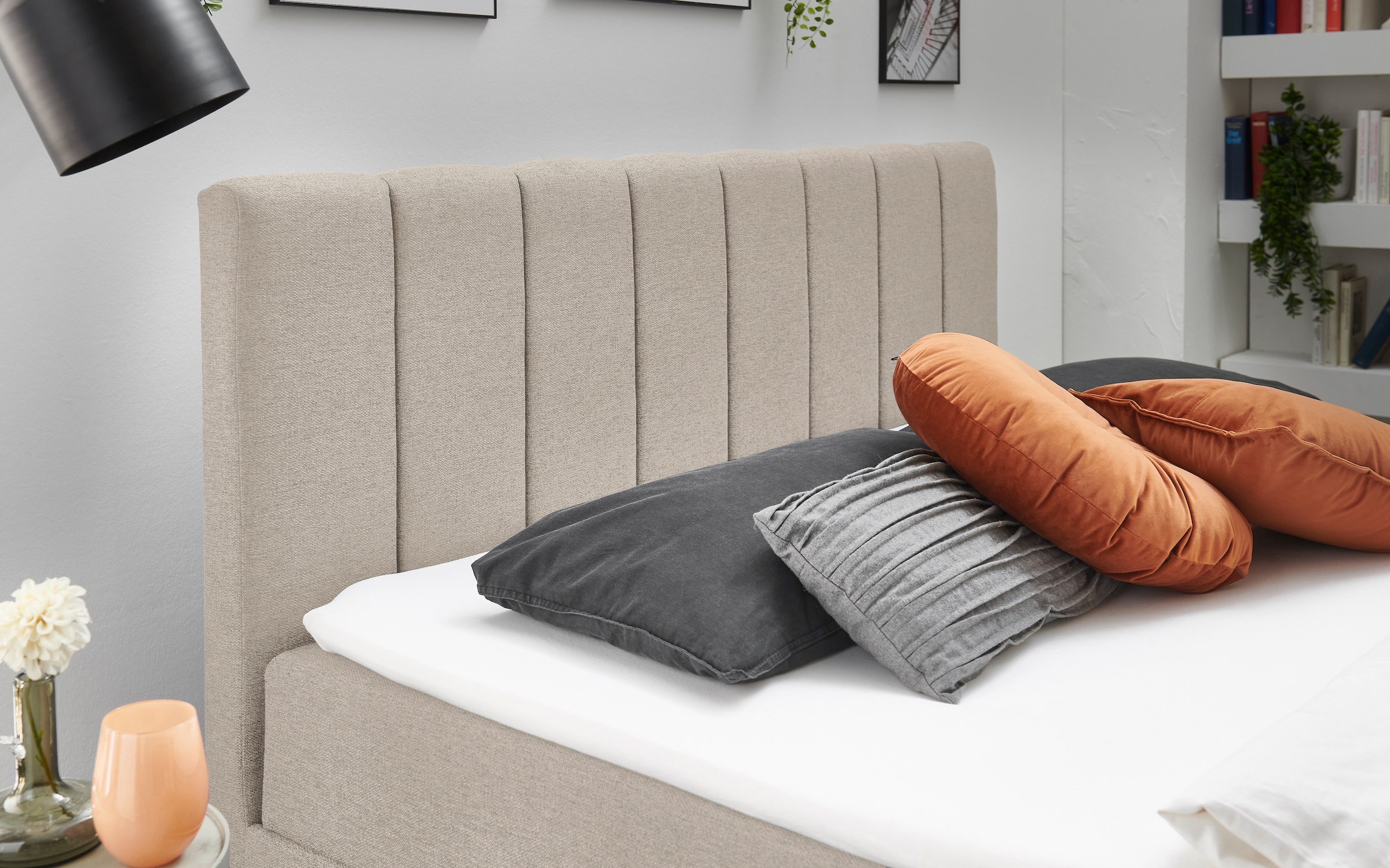 Home affaire Boxbett »WAKKANAI, Polsterbett mit Bettkasten, inkl. Taschfederkernmatratze H3« mit PUR-Schaum-Topper, mit LED-Lichtleiste, LIegefläche 180x200cm