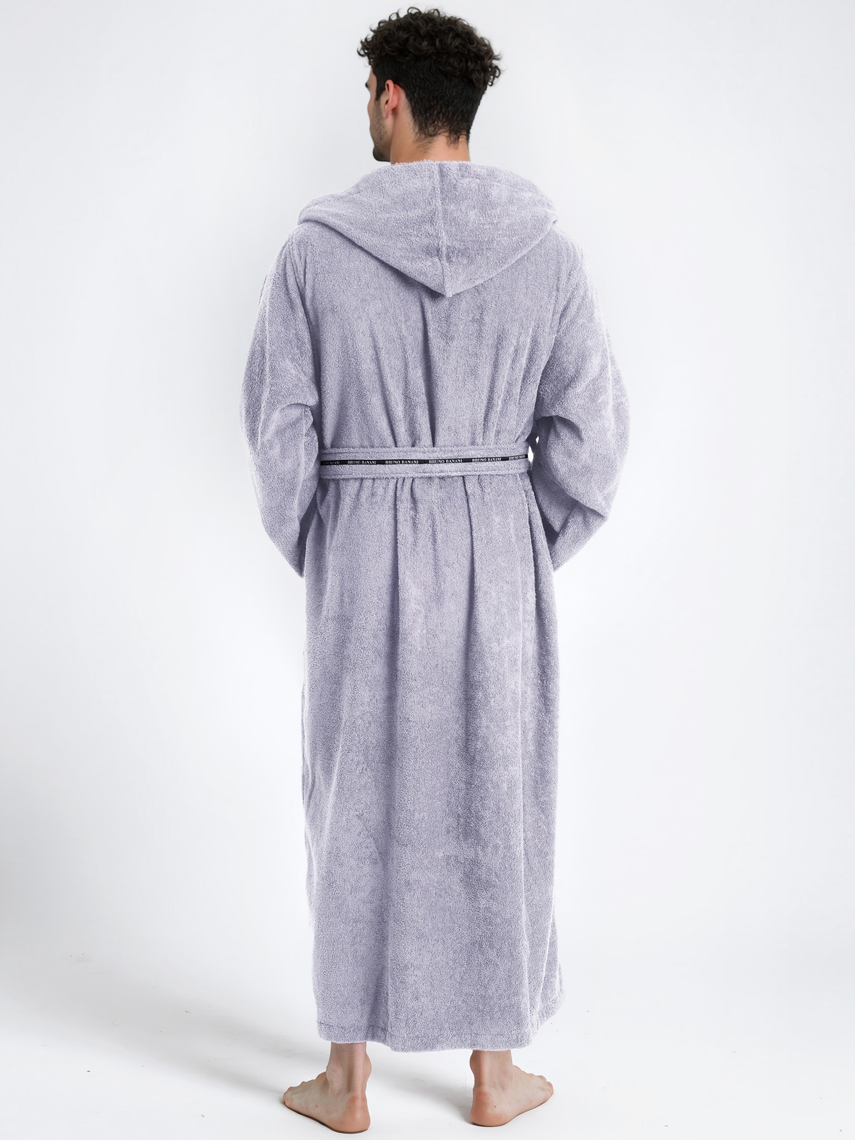 Bruno Banani Herrenbademantel »Danny, Normallänge & Überlänge, auch in extra lang, Hotelbademantel«, (1 St.), mit Logostreifen, Herren Bademantel aus 100% Baumwolle, S-4XL