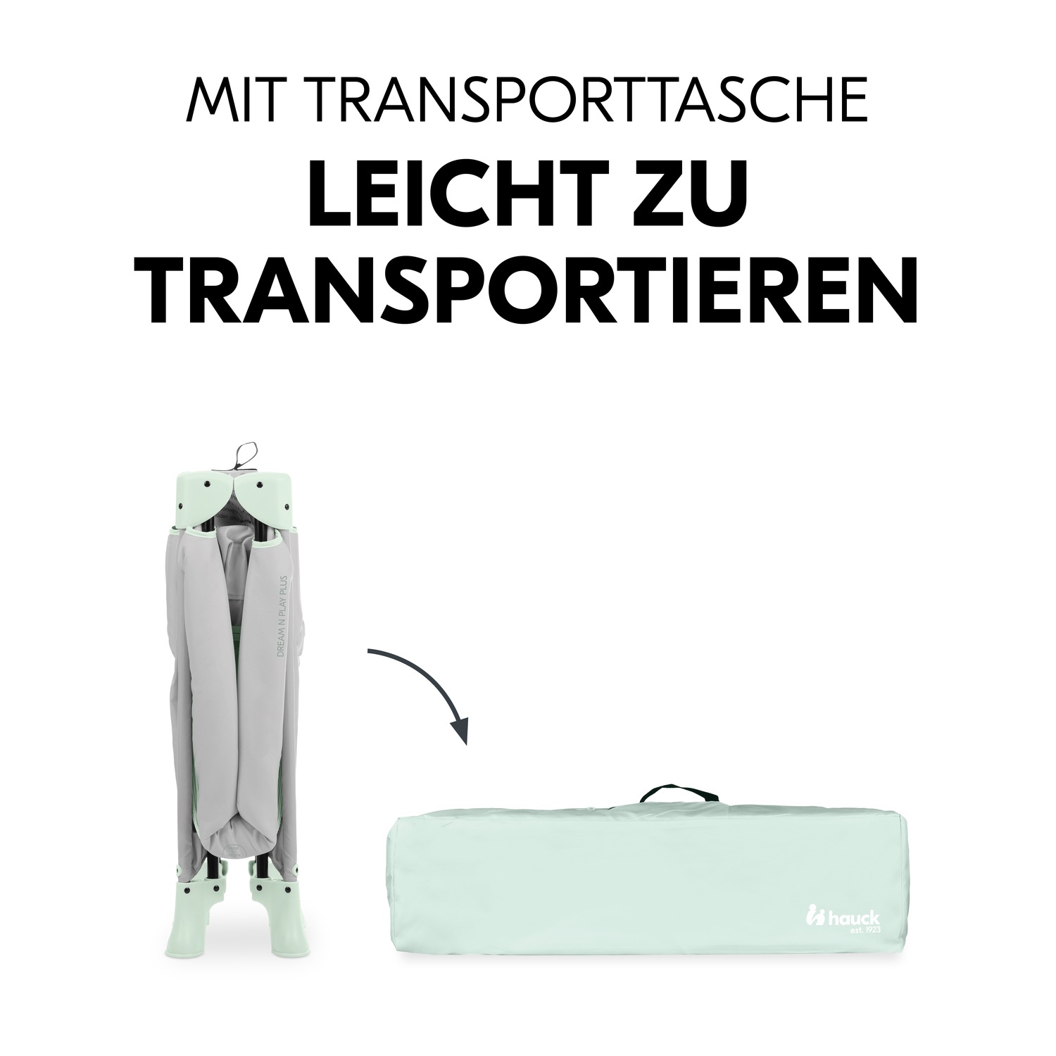 Hauck Baby-Reisebett »Dream N Play Plus, Dusty Mint«, Vorderausstieg