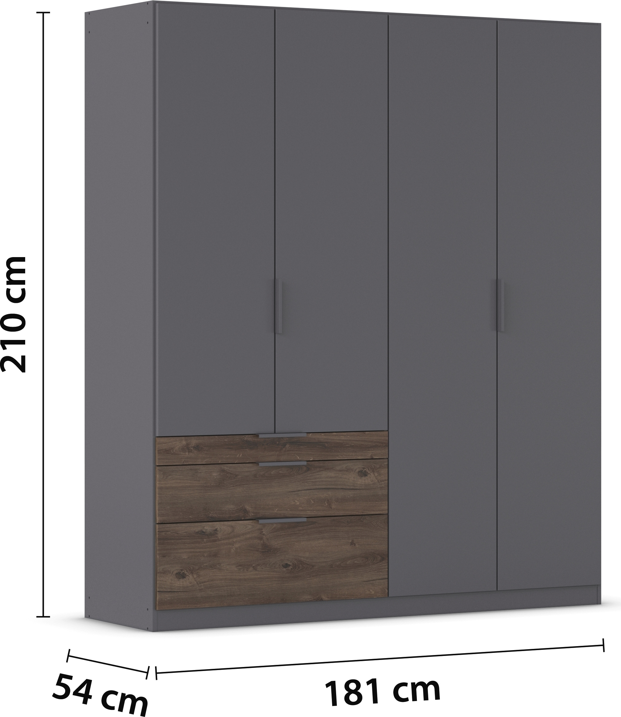 rauch Kleiderschrank »Drehtürenschrank Schrank Garderobe Schlafzimmerschrank KODA«, (oberer Schubkasten mit praktischer Inneneinteilung), mit asymmetrisch angeordneten Schubladen MADE IN GERMANY