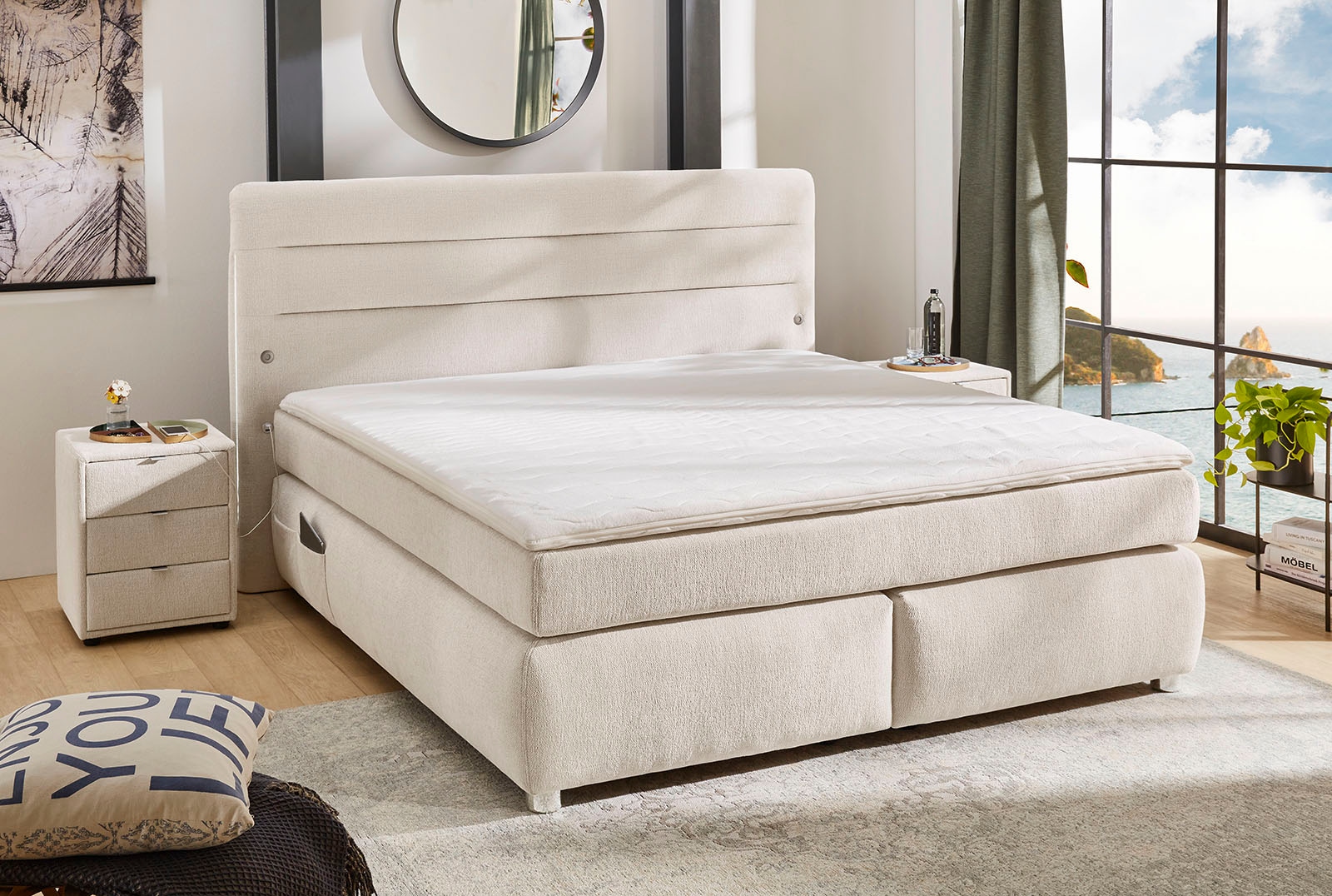 Jockenhöfer Gruppe Boxspringbett »Livia« inklusive LED-Beleuchtung, 4x USB-Ladeports, 7-Zonen-TTFK-Matratze