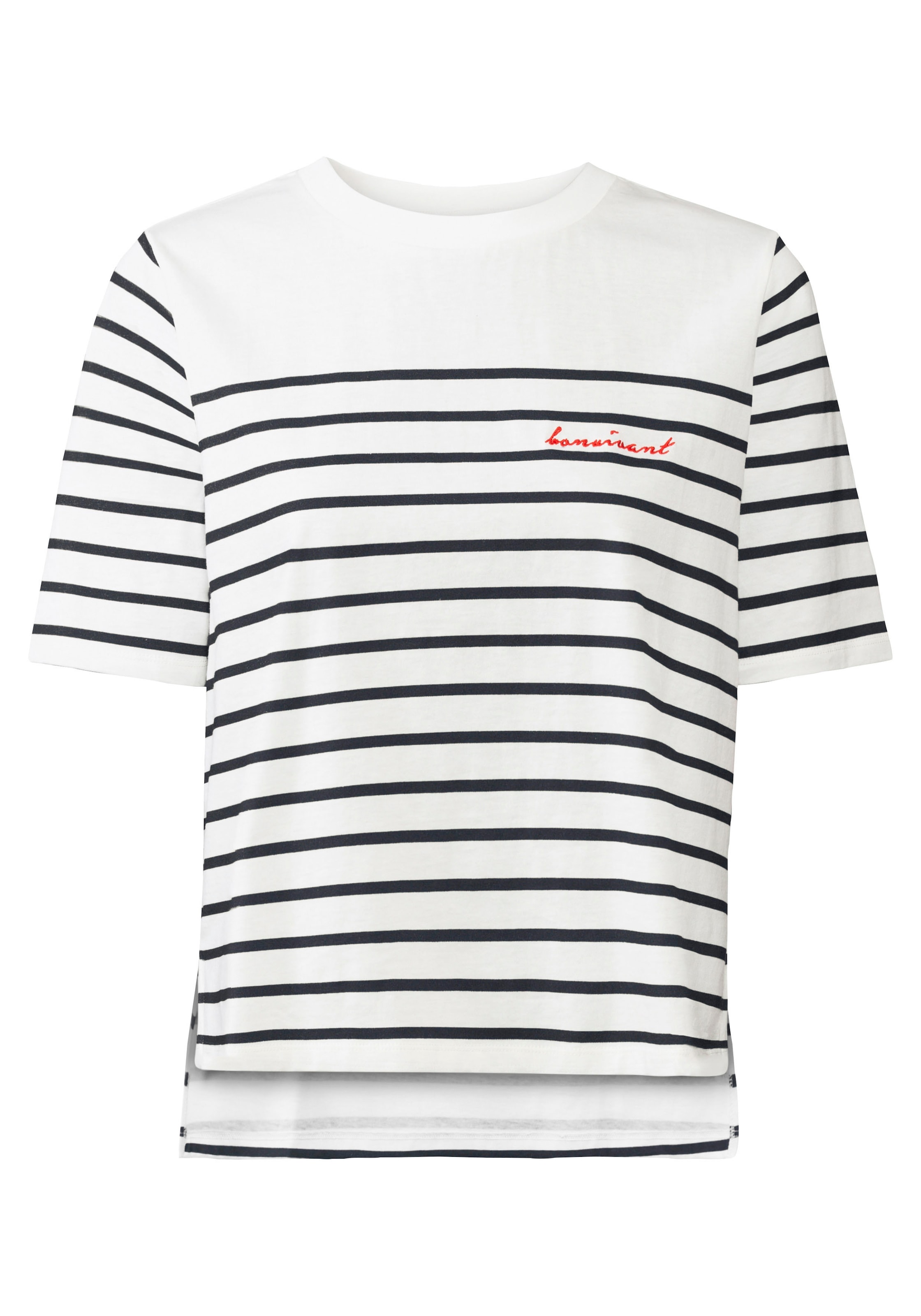 LASCANA T-Shirt, mit Streifen, Kurzarmshirt aus Baumwolle, schlanke Optik, Basic