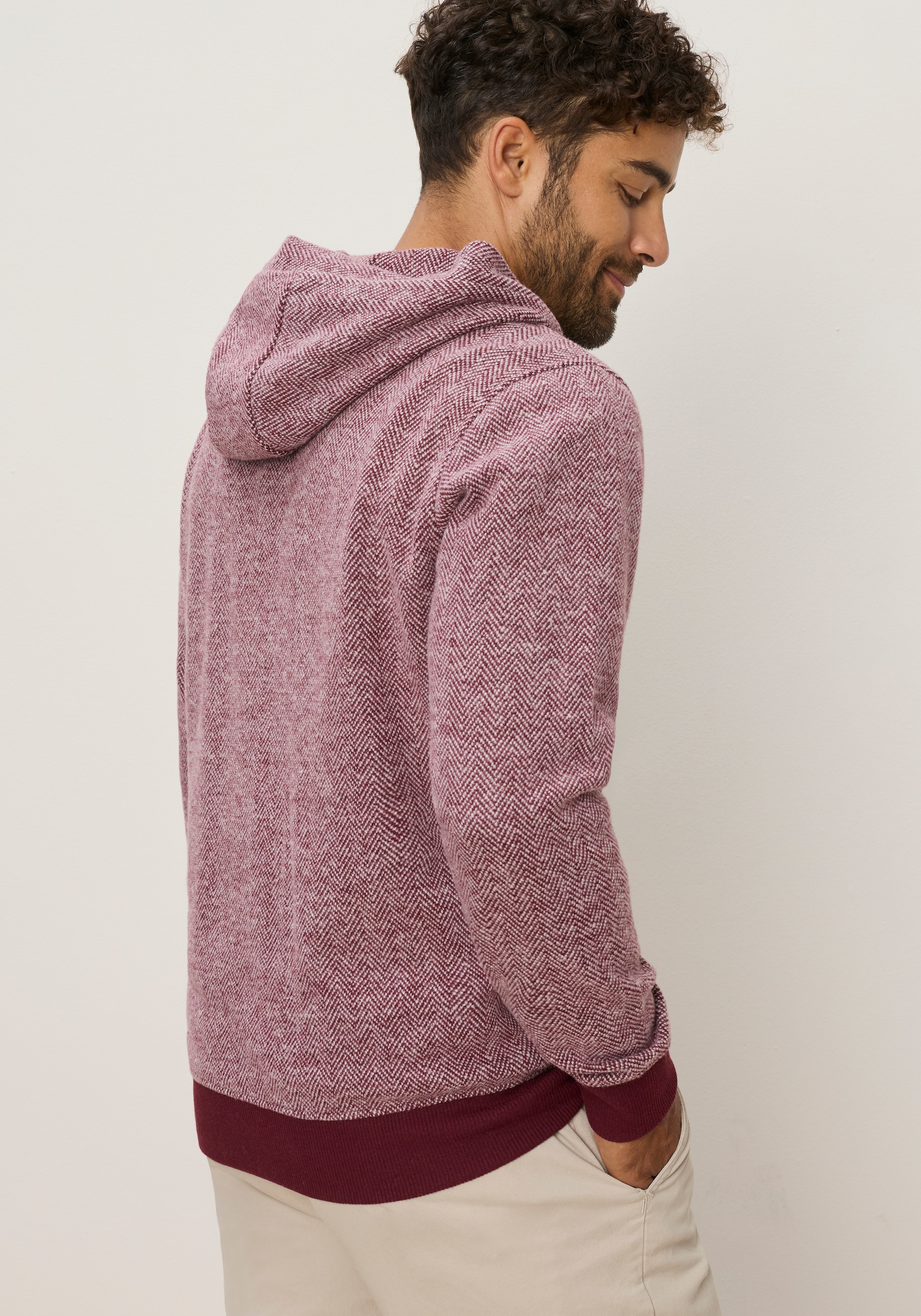 Man's World Fleecepullover , mit Kapuze, gemusterte Optik, aus Polyester und Baumwolle
