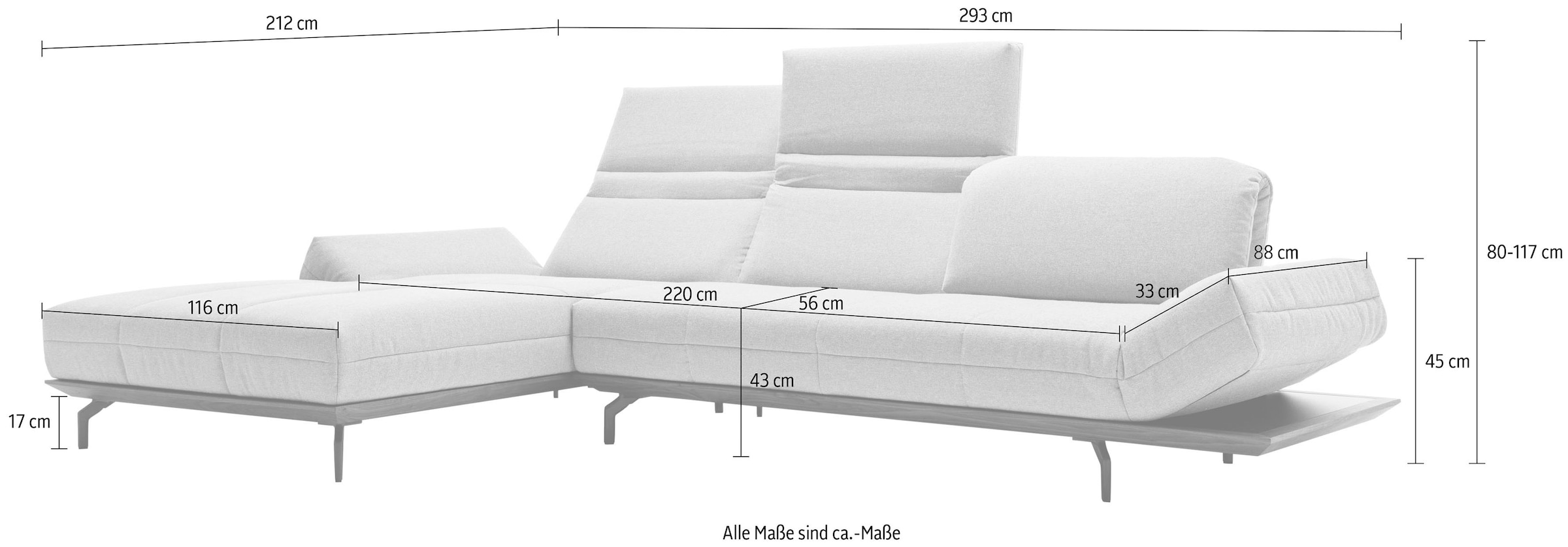 Creation BY ROLF BENZ Ecksofa »CR.420, Designecksofa, L-Form«, in 2 Qualitäten, Holzrahmen in Eiche Natur oder Nußbaum, Breite 293 cm