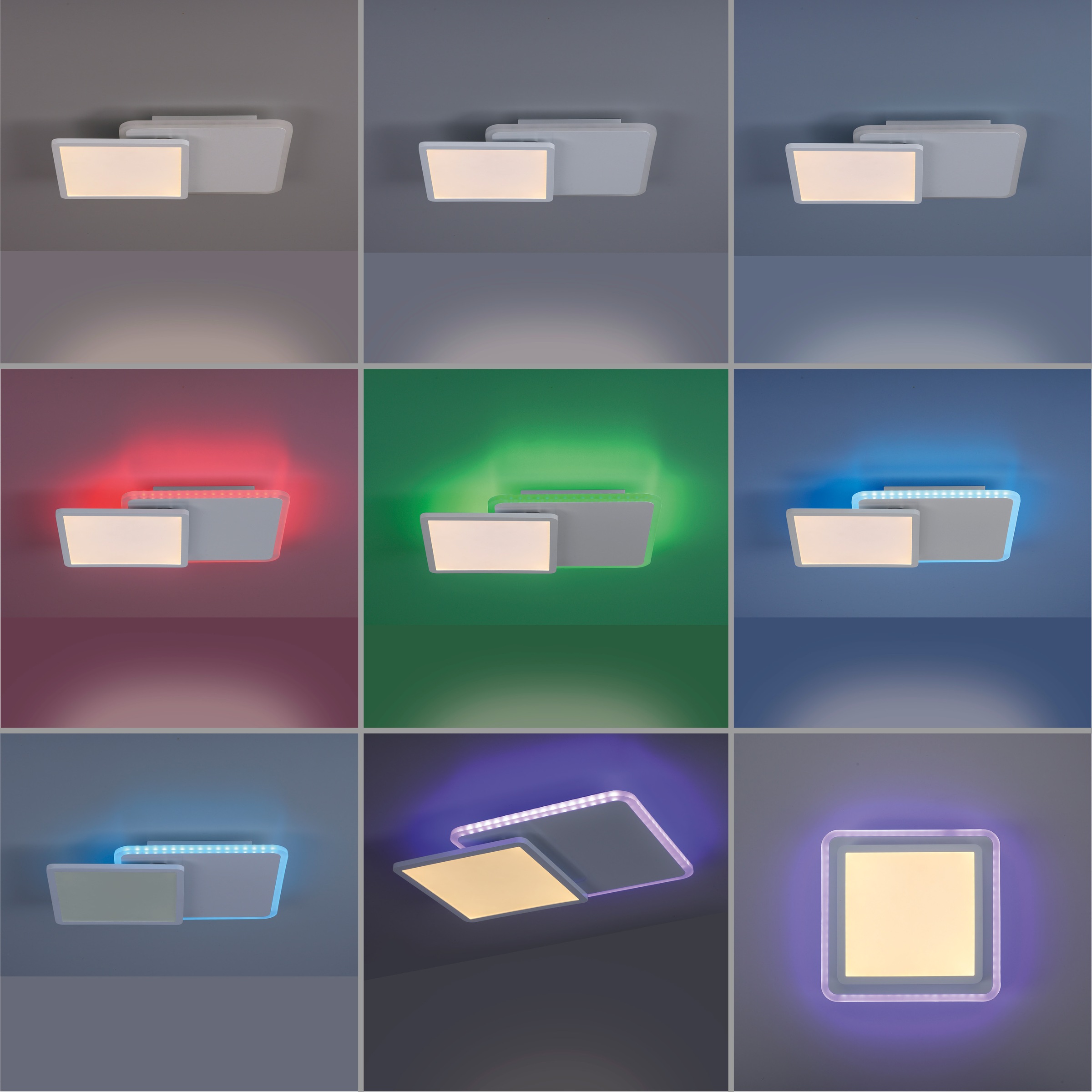 JUST LIGHT Deckenleuchte »ARENDA«, 2 flammig, Leuchtmittel LED-Board-LED-Board | LED fest integriert, CCT - tunable white, RGB, dimmbar über Fernbedienung, Serienschalter