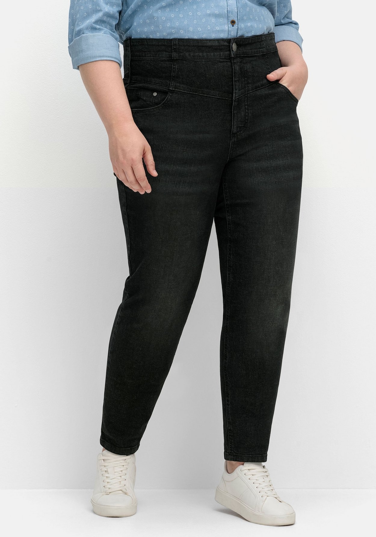 Sheego Stretch-Jeans »Schmale Jeans mit breitem High-Waist-Bund«