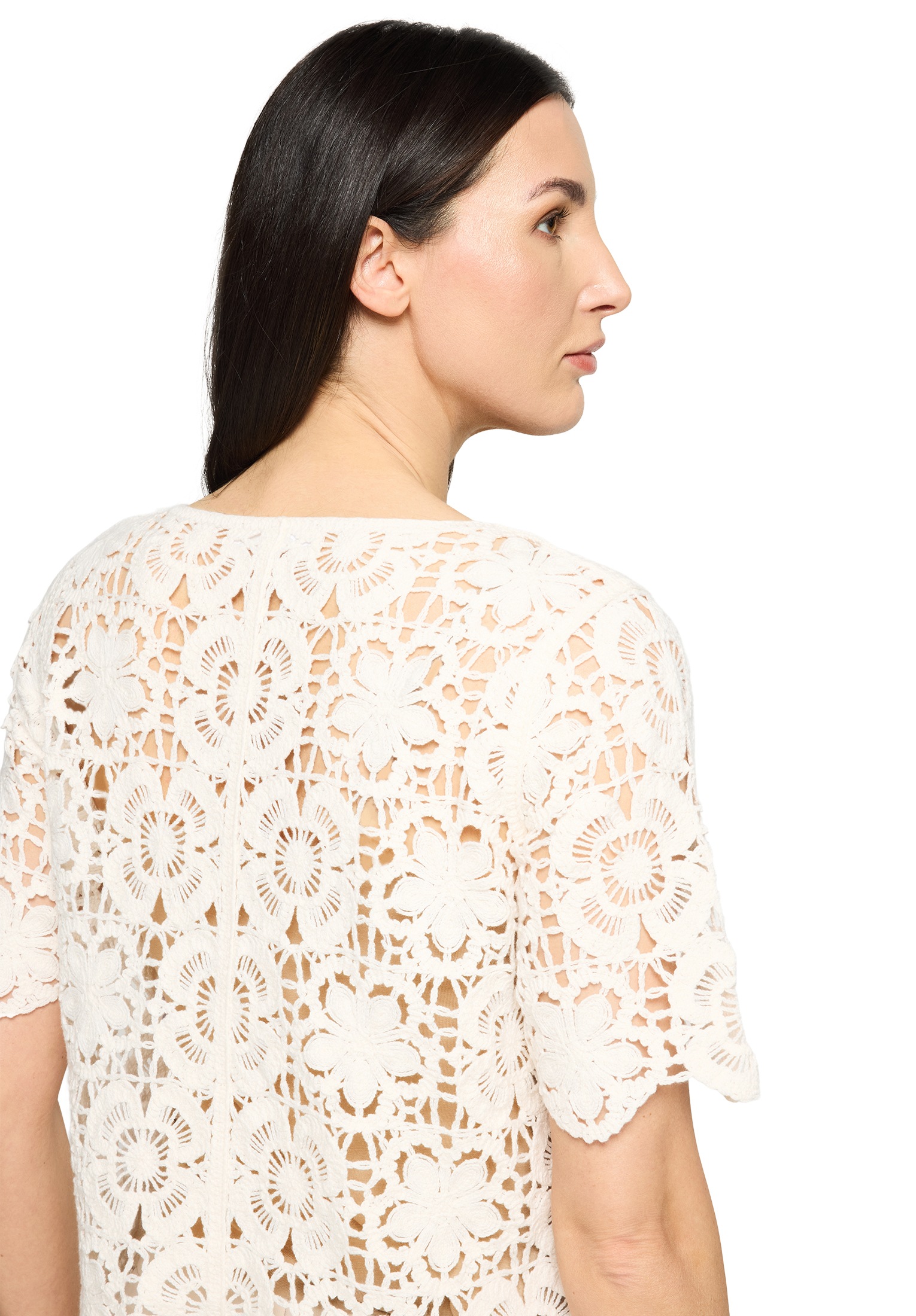 Betty&Co Rundhalspullover »Lochstrick-Pullover mit U-Boot-Ausschnitt«