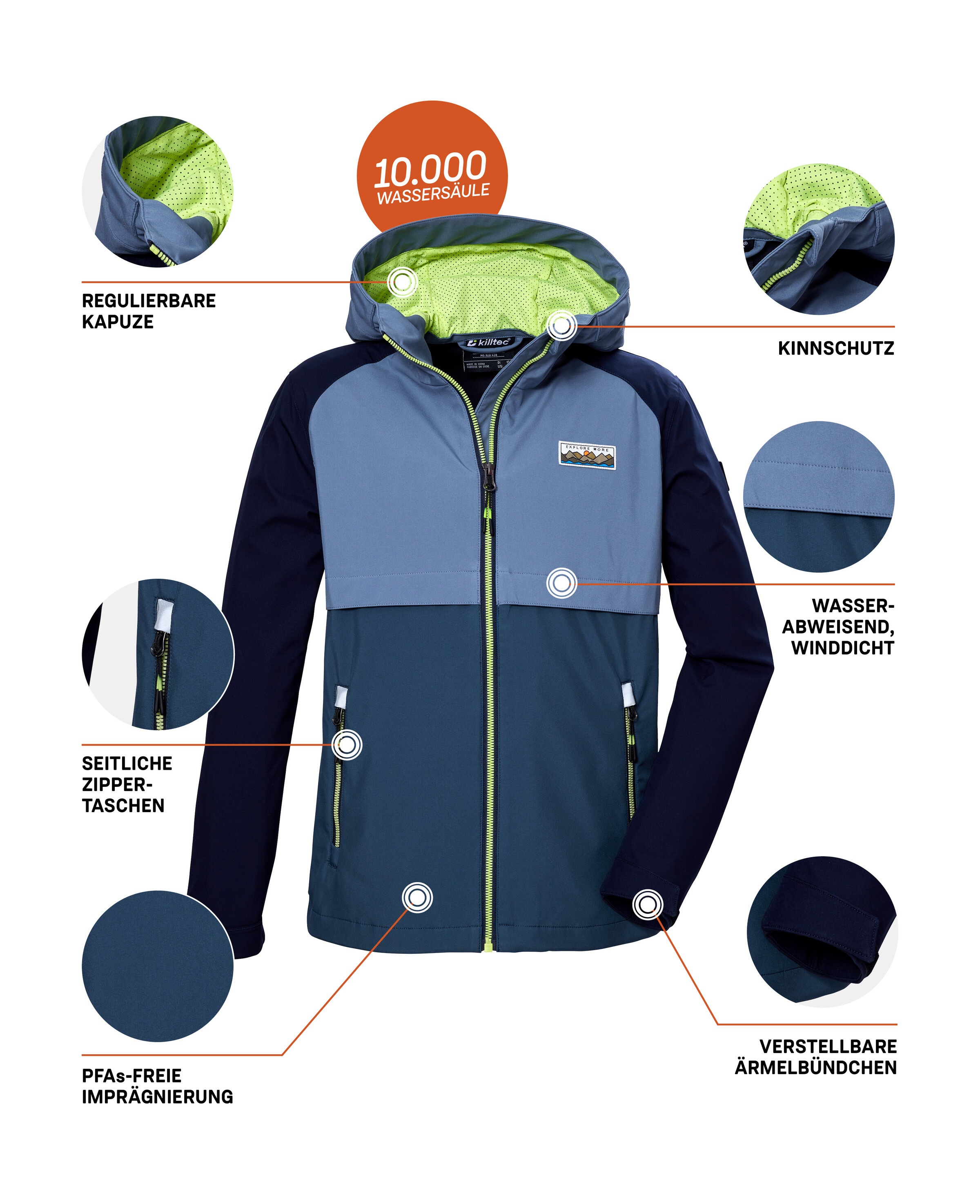 Killtec Softshelljacke »KOS 137 BYS SFTSHLL JCKT«, Killtec Kids Softshelljacke: wind- und wasserabweisend, PFAS-frei