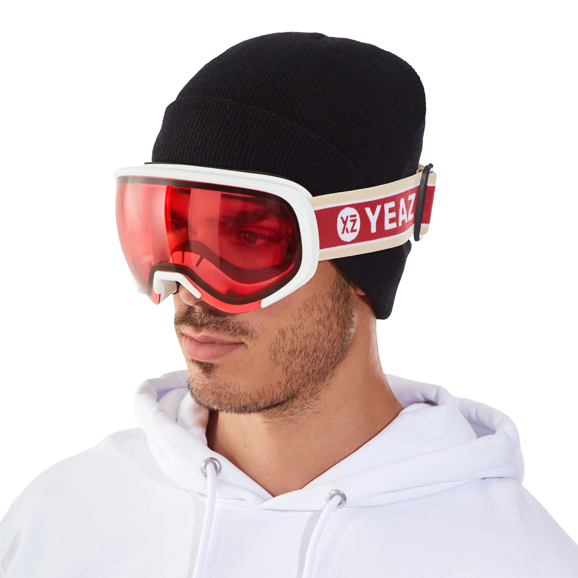 YEAZ Snowboardbrille »Ski- und Snowboard-Brille rot/matt weiß BLACK RUN«