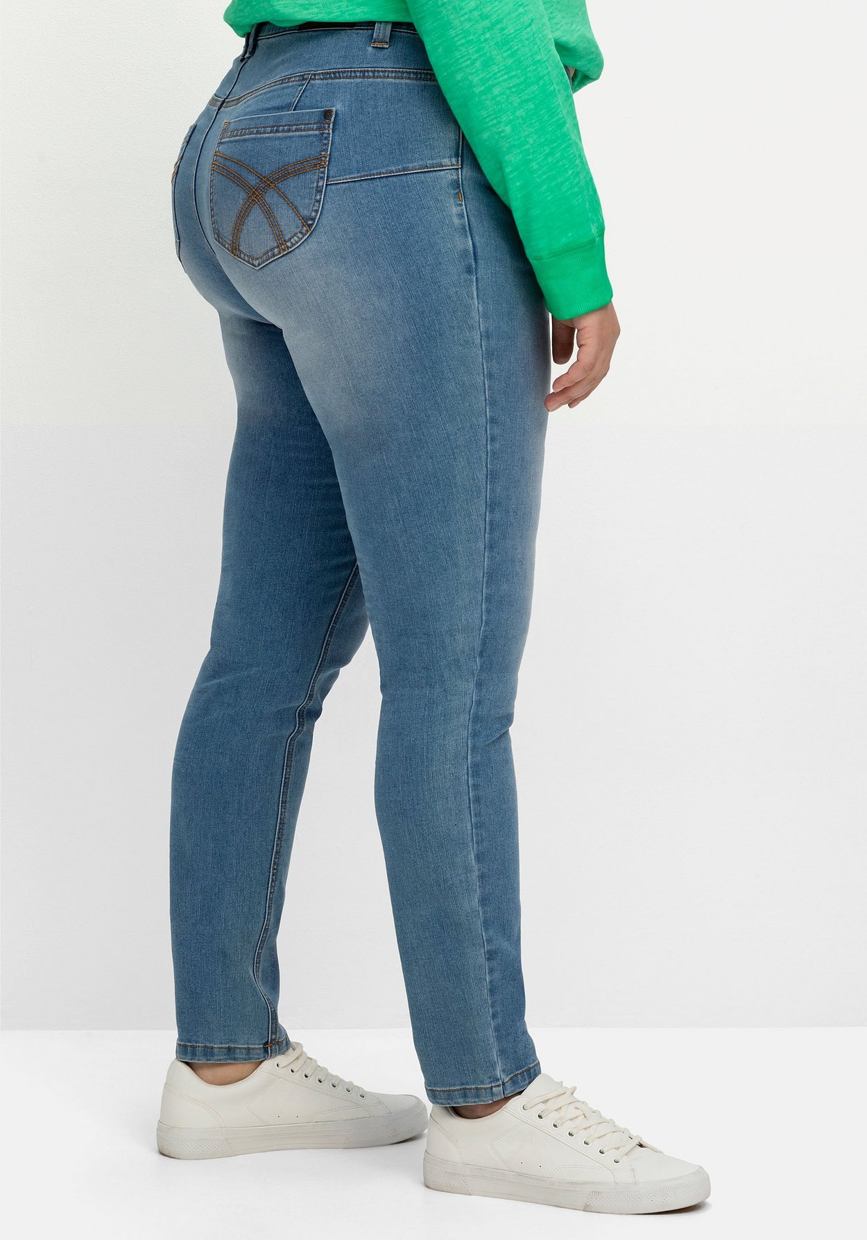 Sheego Stretch-Jeans »Jeans für sehr schmale Beine und mehr Bauch«