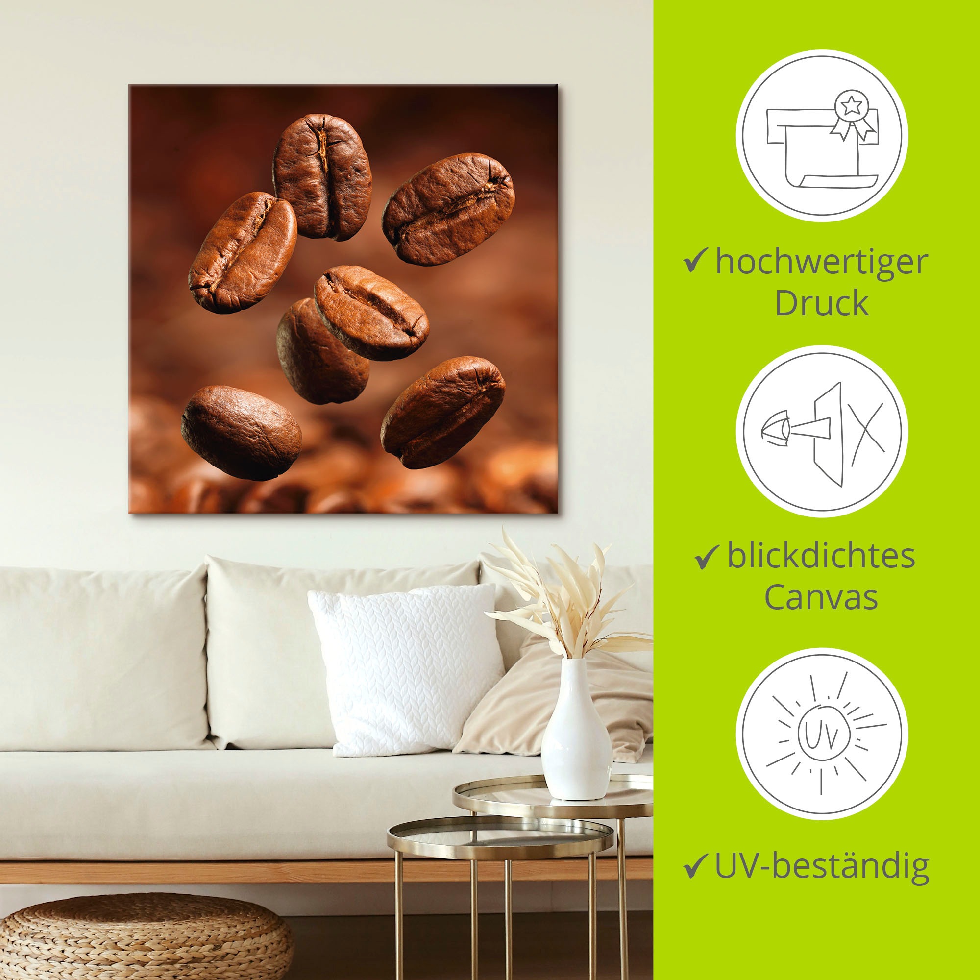Artland Wandbild »Nahaufnahme von Kaffeebohnen«, Getränke, (1 St.), als Leinwandbild, Poster in verschied. Größen