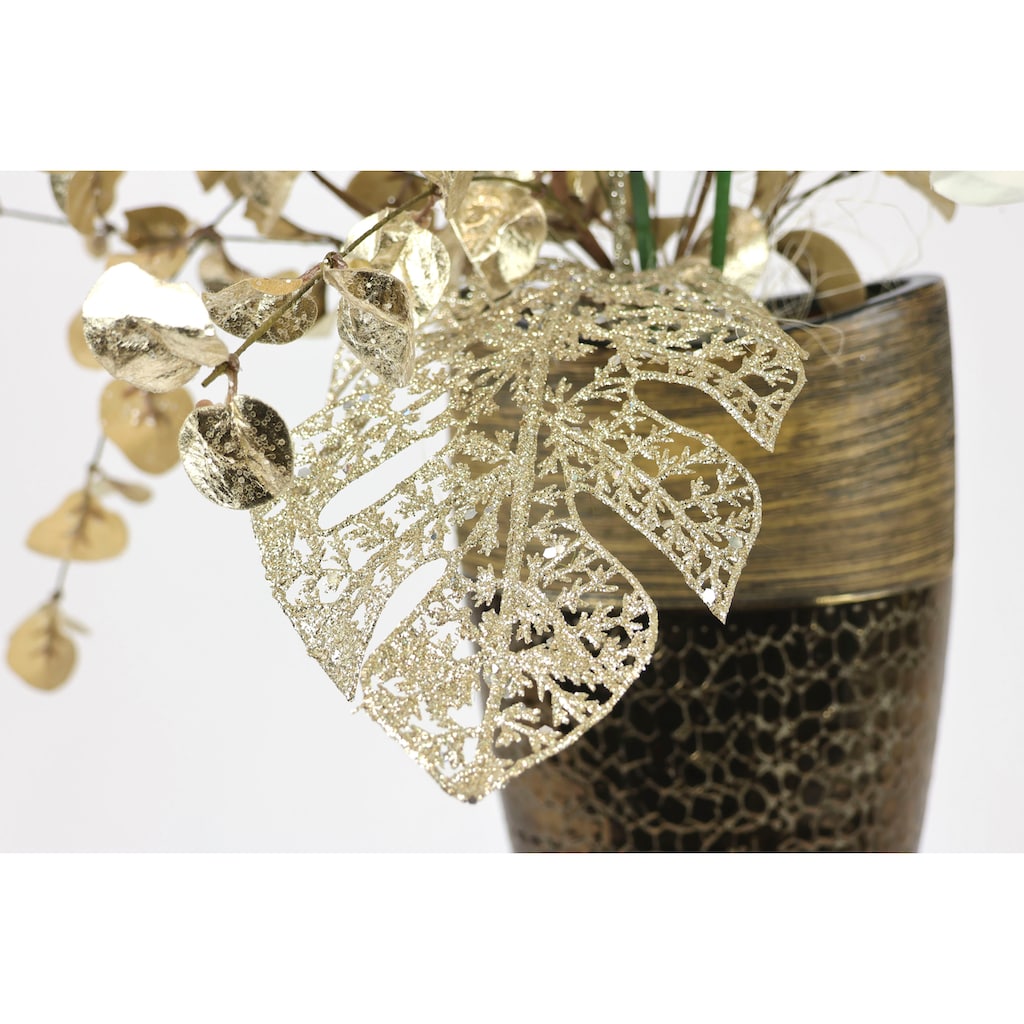 I.GE.A. Winterliche Kunstpflanze »Gesteck mit Orchidee in Keramikvase, festliche Weihnachtdeko,«, Kunstblumen-Arrangement, Blumenensemble, Weihnachtsgesteck