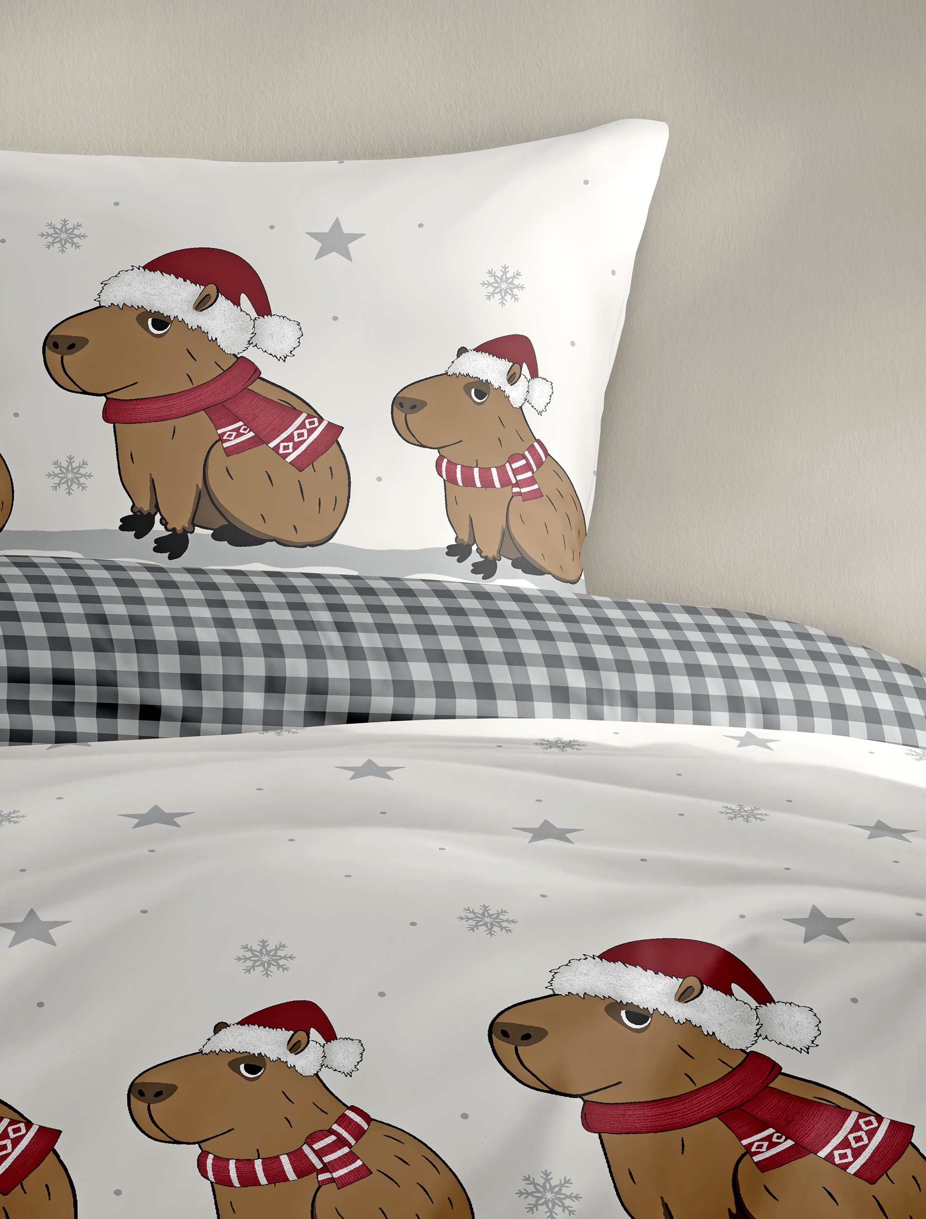 BIERBAUM Bettwäsche »Wichtel« 2 tlg. 100 % Baumwolle, Biber, unterschiedliche Weihnachts-Designs