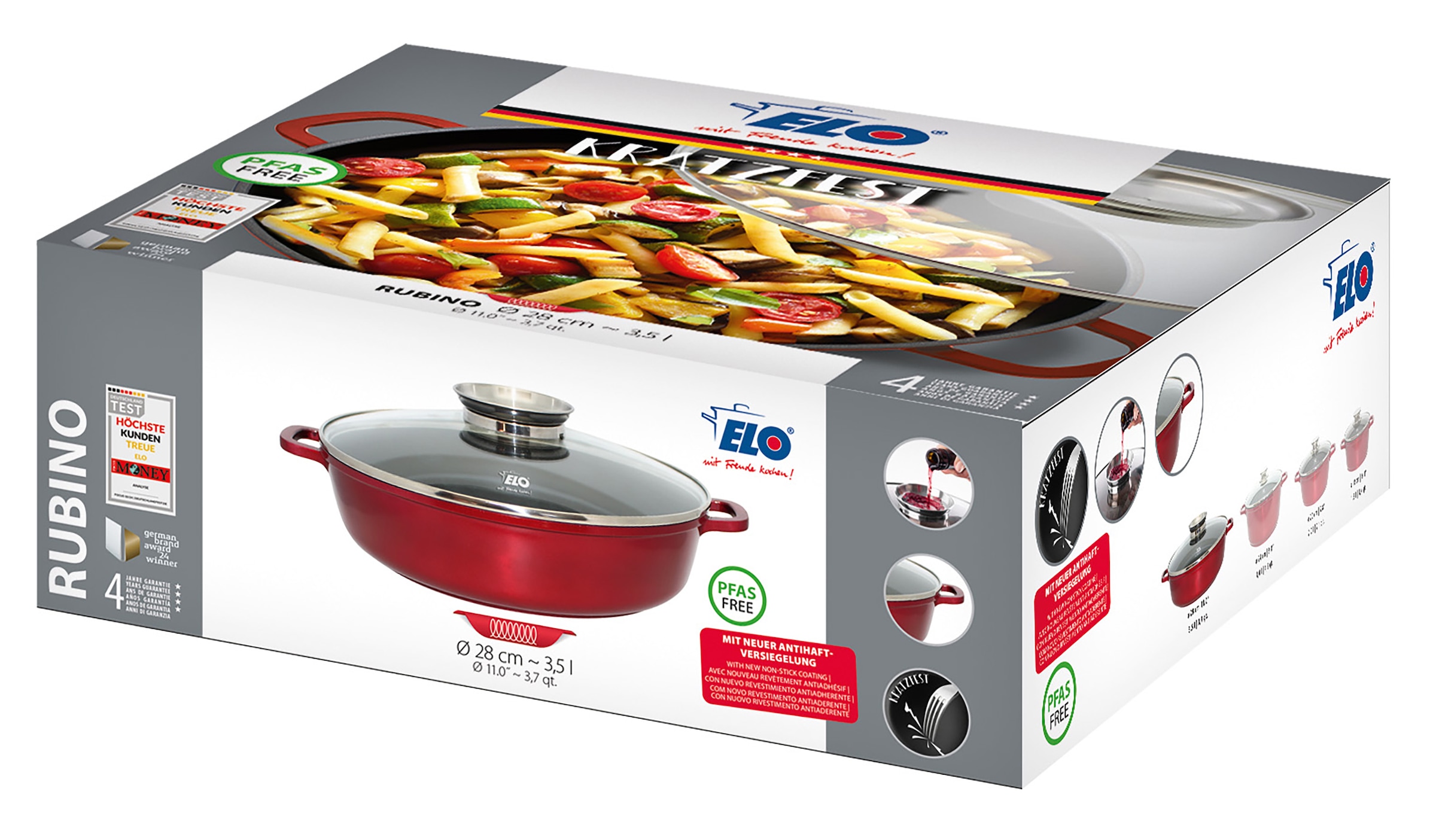 Elo Servierpfanne »Rubino, Pfanne mit Glasdeckel« Aluminiumguss 1 Stk. tlg. mit Glitzer-Glamour-Effekt außen