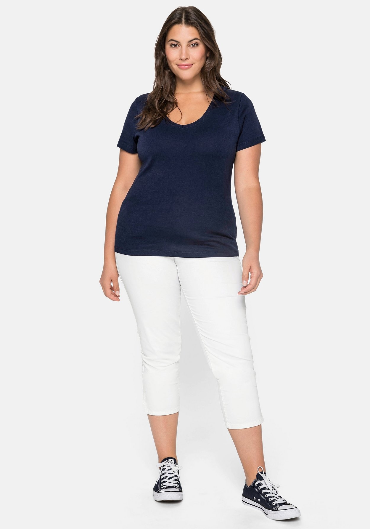 Sheego 7/8-Hose »7/8-Hose aus elastischem Baumwoll-Twill«