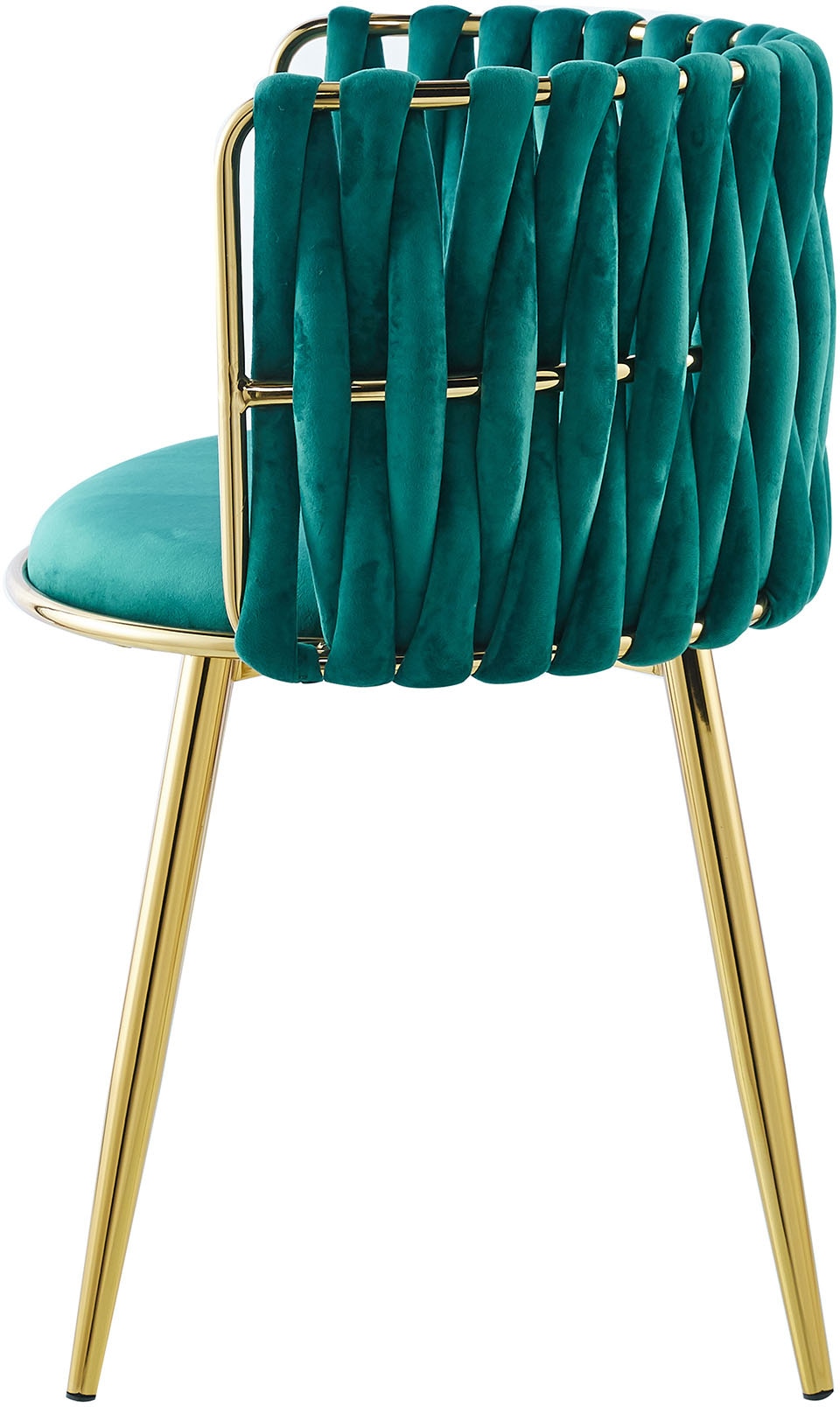 Kayoom »Stuhl Melly 125 2er-Set,tolles Design der Rückenlehne, runde Sitzfläch« (Set) 2 Stk.ausgefallen geflochtene Rückenlehne, Samtbezug, goldene Beine