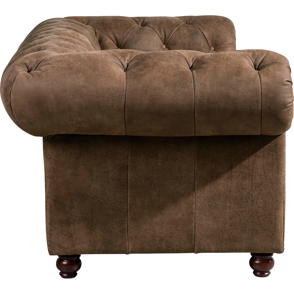Max Winzer® Chesterfield-Sofa »Old England«, 2,5-Sitzer Ledersofa mit Knopfheftung & Ziernägeln, Breite 218 cm