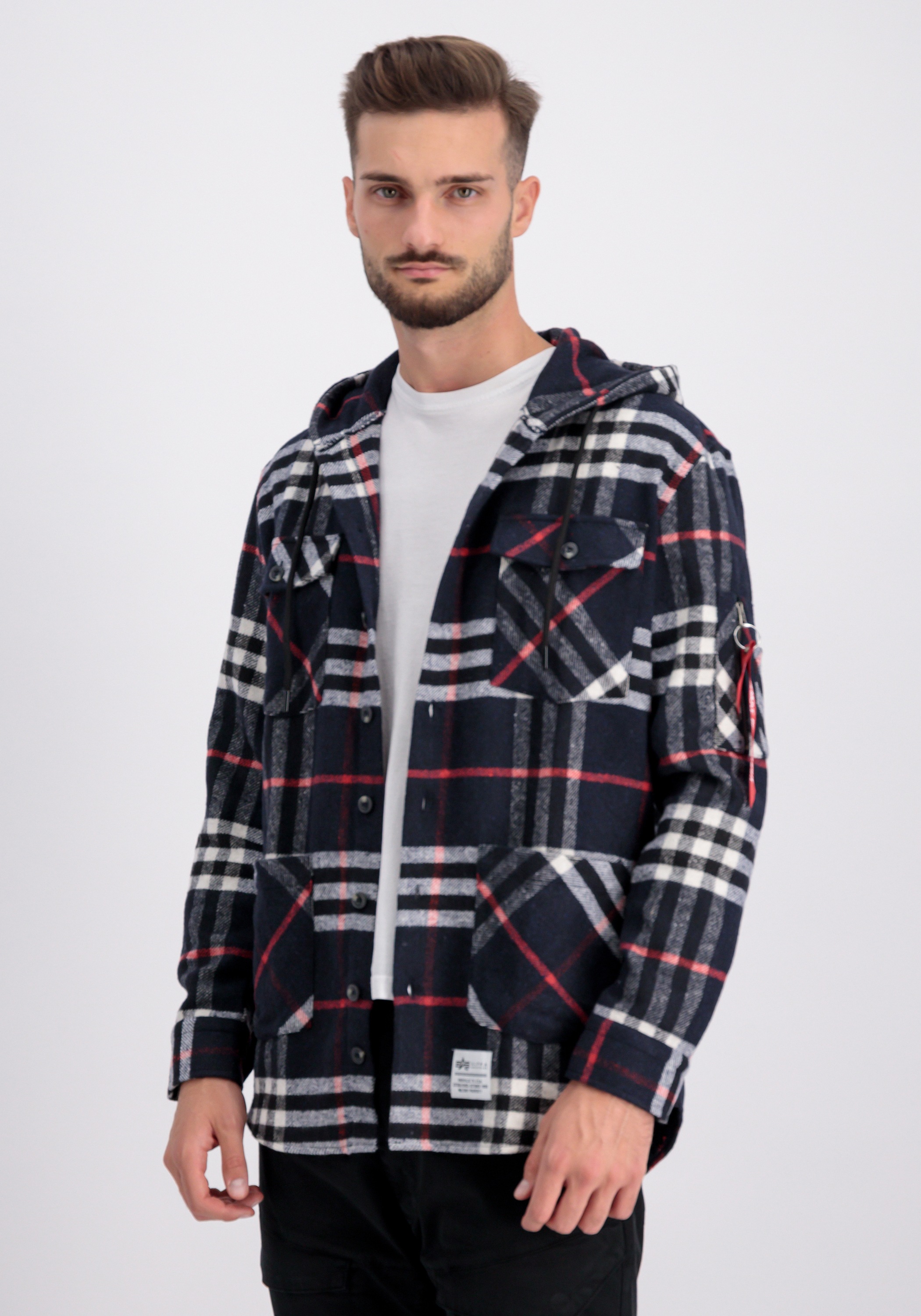 Alpha Industries Herren Hoodie »Flannel Hoodie Shirt« in rot, Größe 3XL