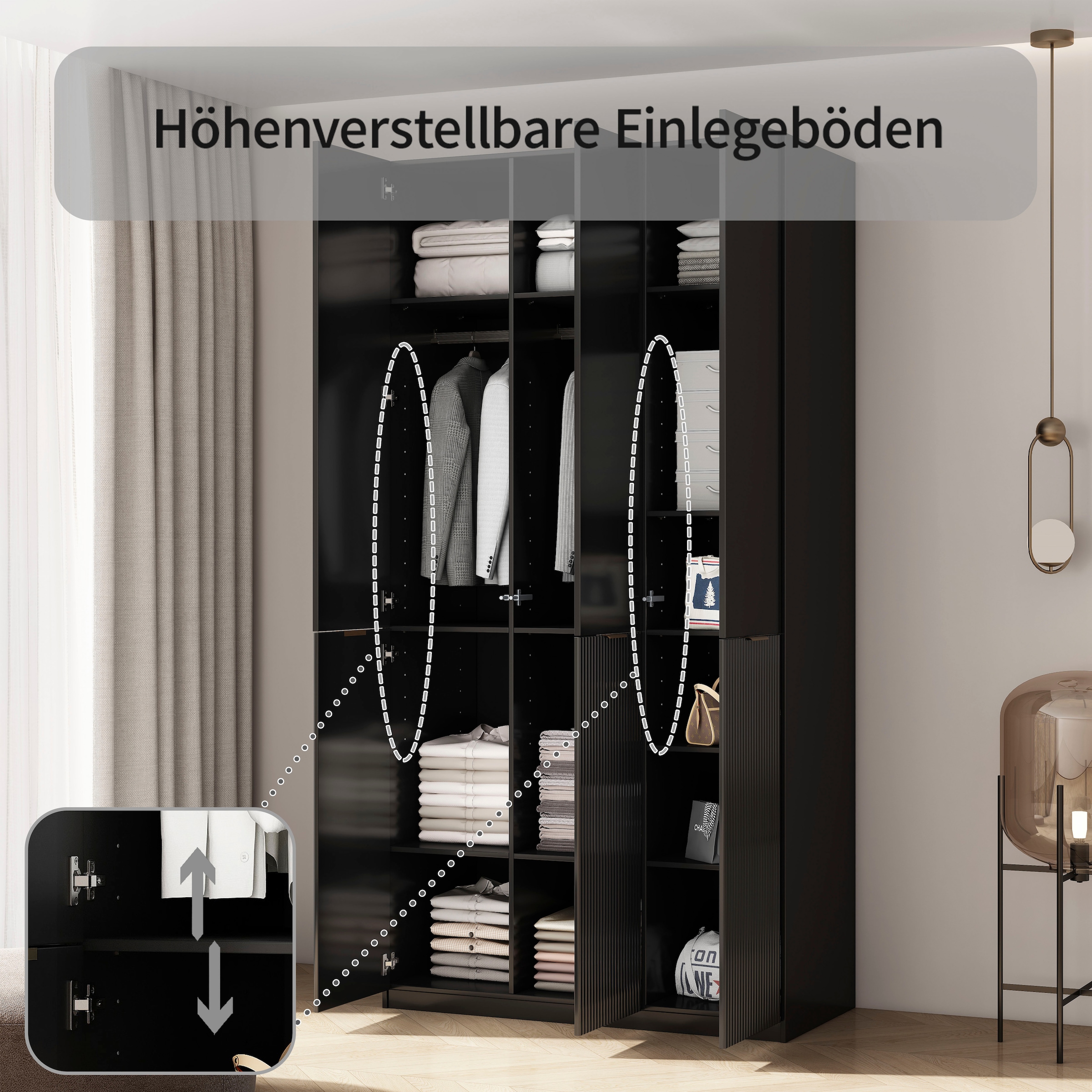 OTTO home Kleiderschrank »Jorella Schlafzimmerschrank Garderobe mit Softclose« eleganter Schlafzimmerschrank Rillendesign Trend Breite 121cm