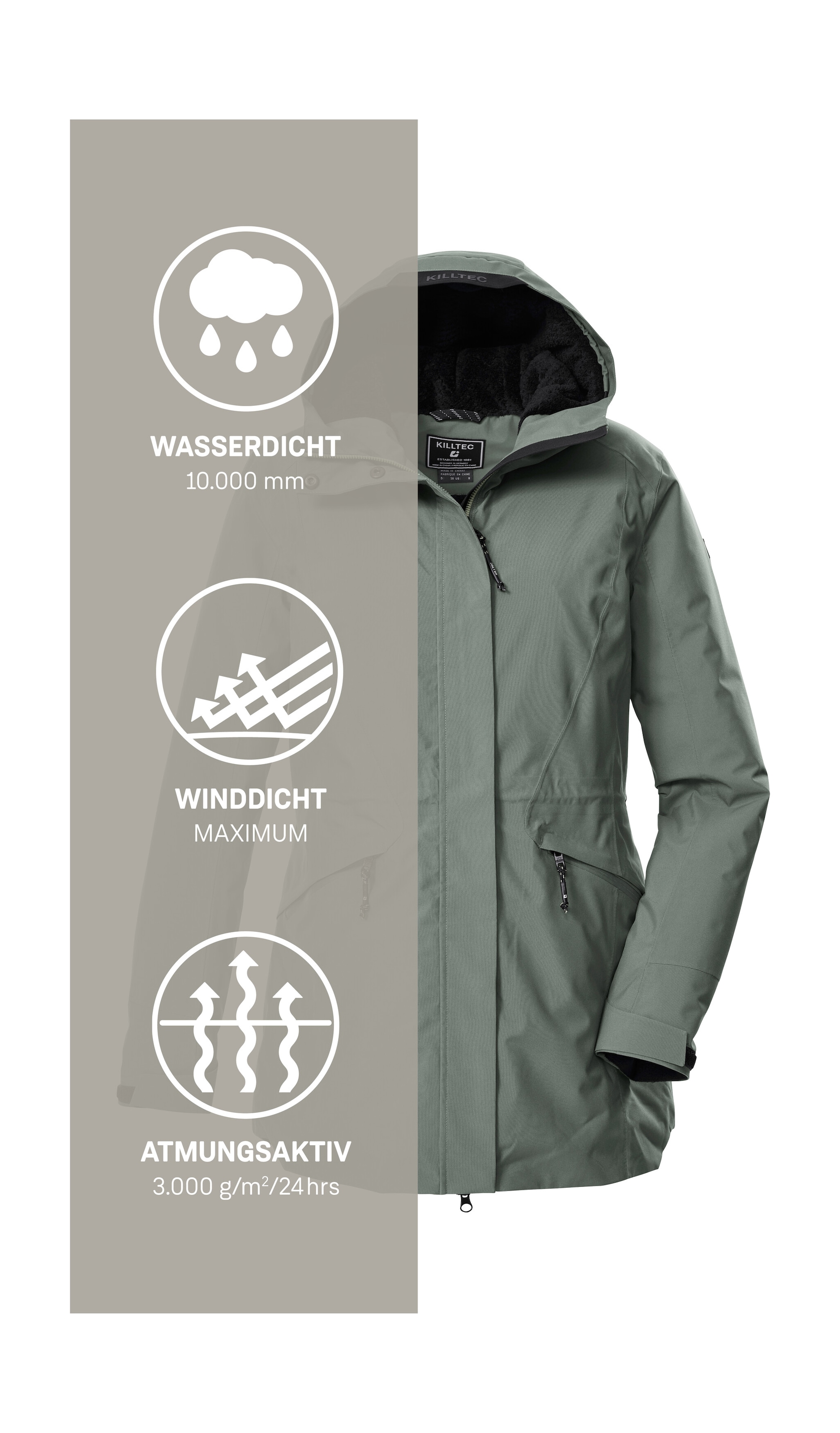 Killtec Parka »KOW 19 WMN PRK« Wasserdichter, atmungsaktiver Damenparka mit verstellbarer Kapuze