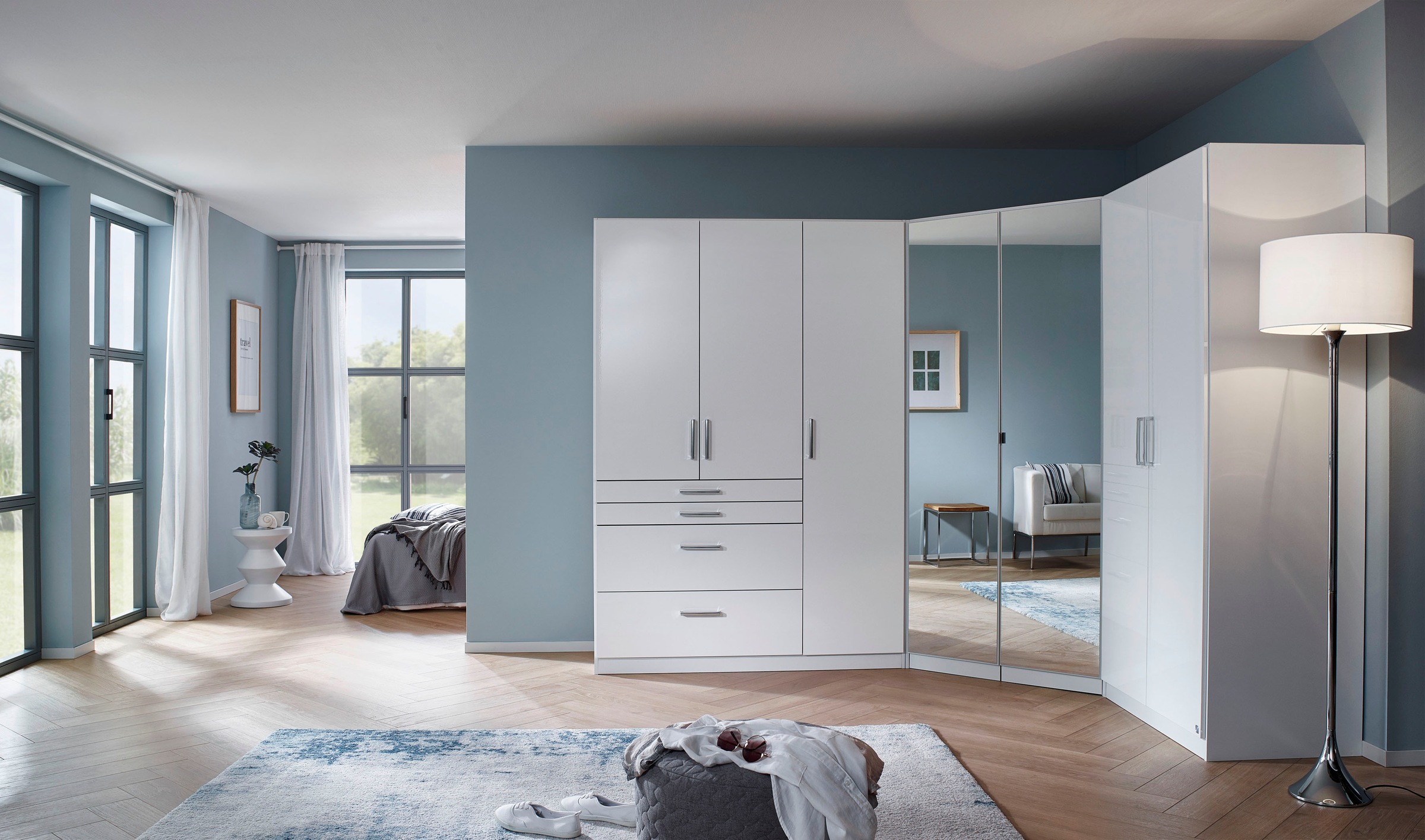 rauch Schrank-Set »Kleiderschrank Schrank Garderobe Garderobenschrank Eckschrank HOMBURG«, viel Stauraum, oberer Schubkasten mit Einteilung MADE IN GERMANY