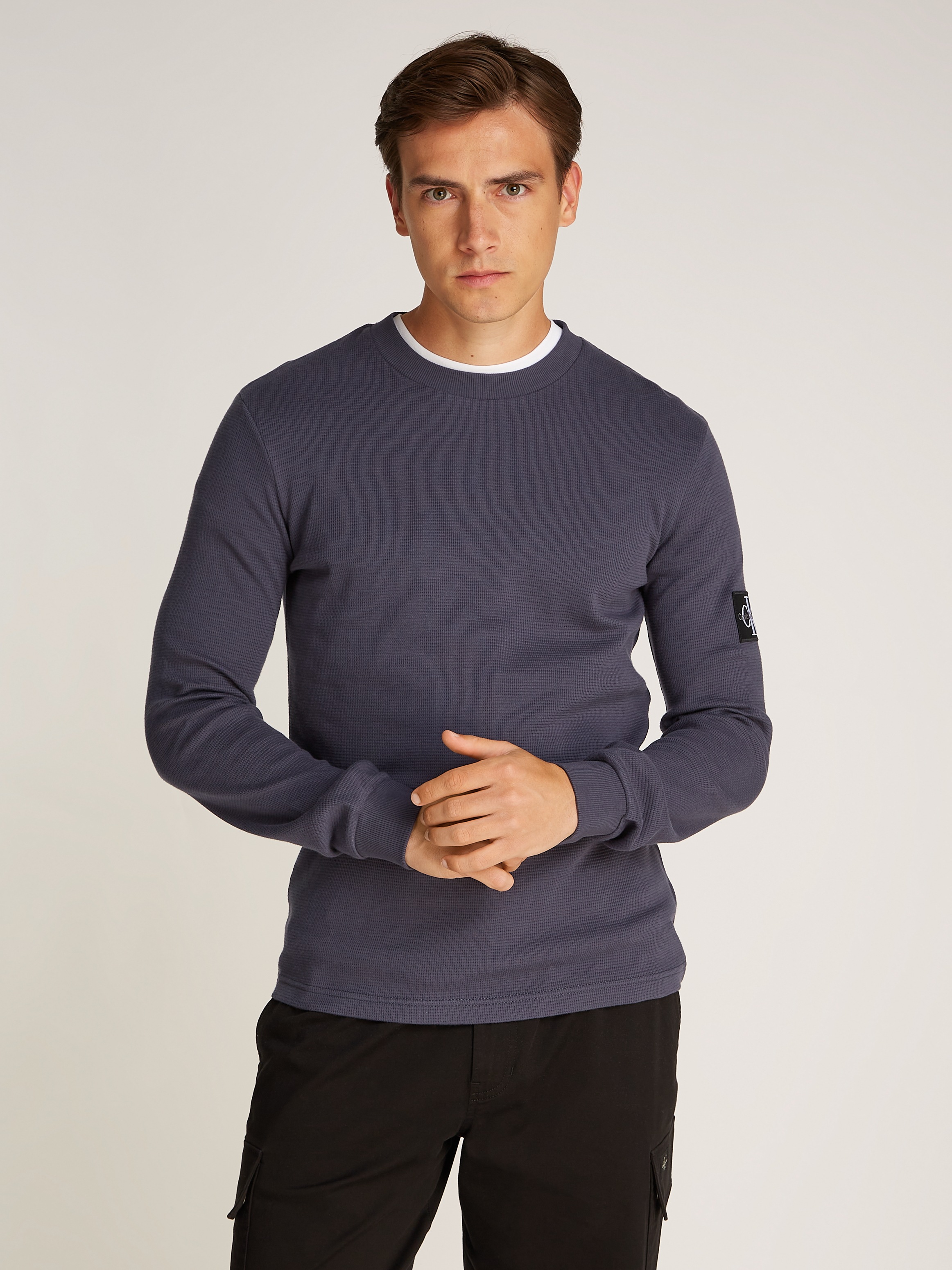 Calvin Klein Jeans Langarmshirt »BADGE WAFFLE LS TEE«, mit Logopatch