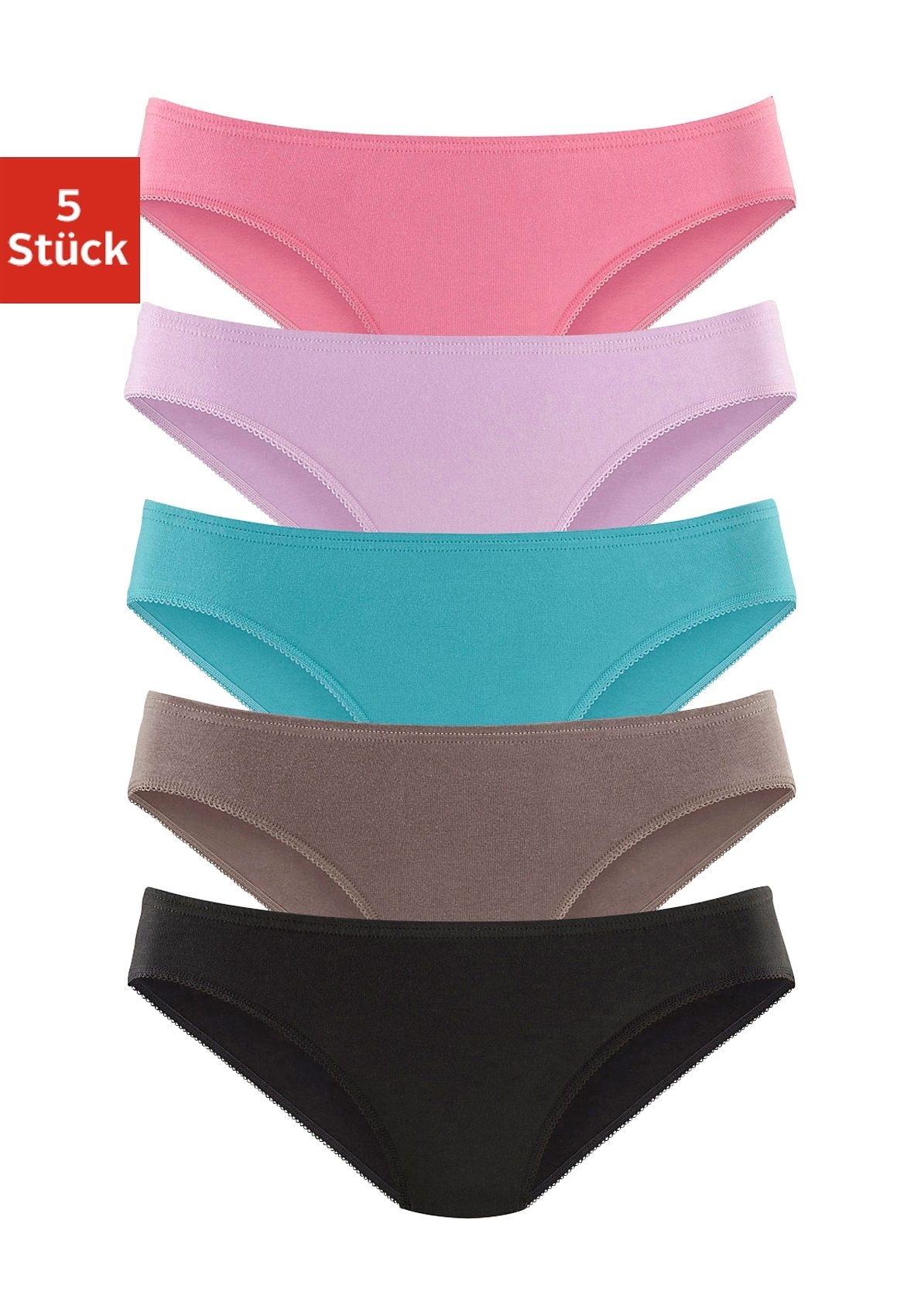 Bikinislip, (5er-Pack), aus elastischer Baumwoll-Qualität