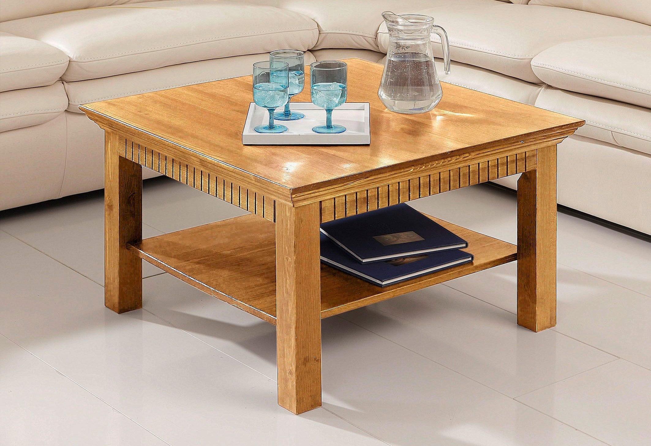 Home affaire Couchtisch »Lisa«, Kaffeetisch, massives Kiefernholz, B/T/H: 76x76x45 cm