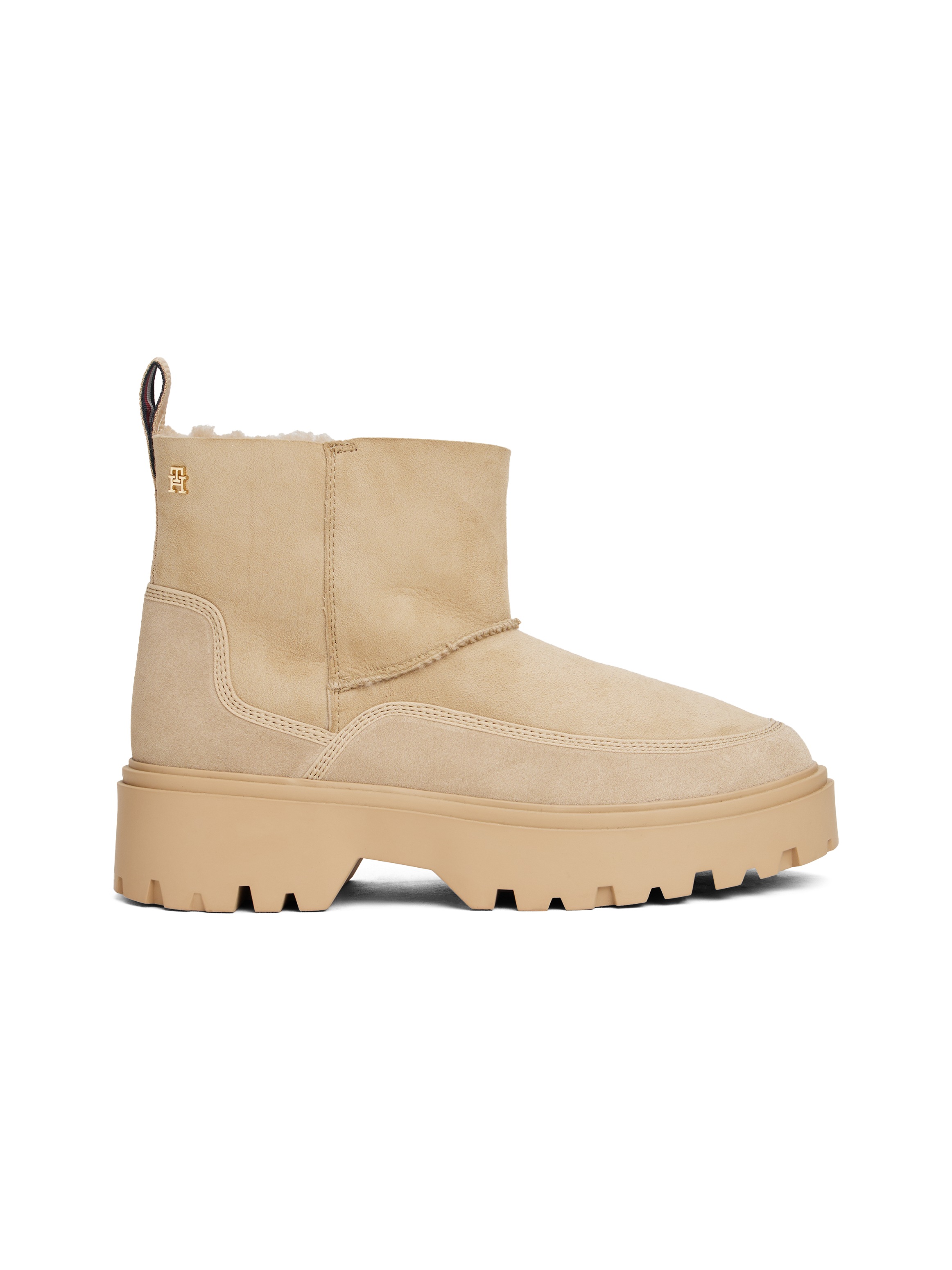 Tommy Hilfiger Winterboots »REAL SHEARLING PULLON SNOWBOOT«  Plateau, Schlupfboots mit abgesteppter Ziernaht