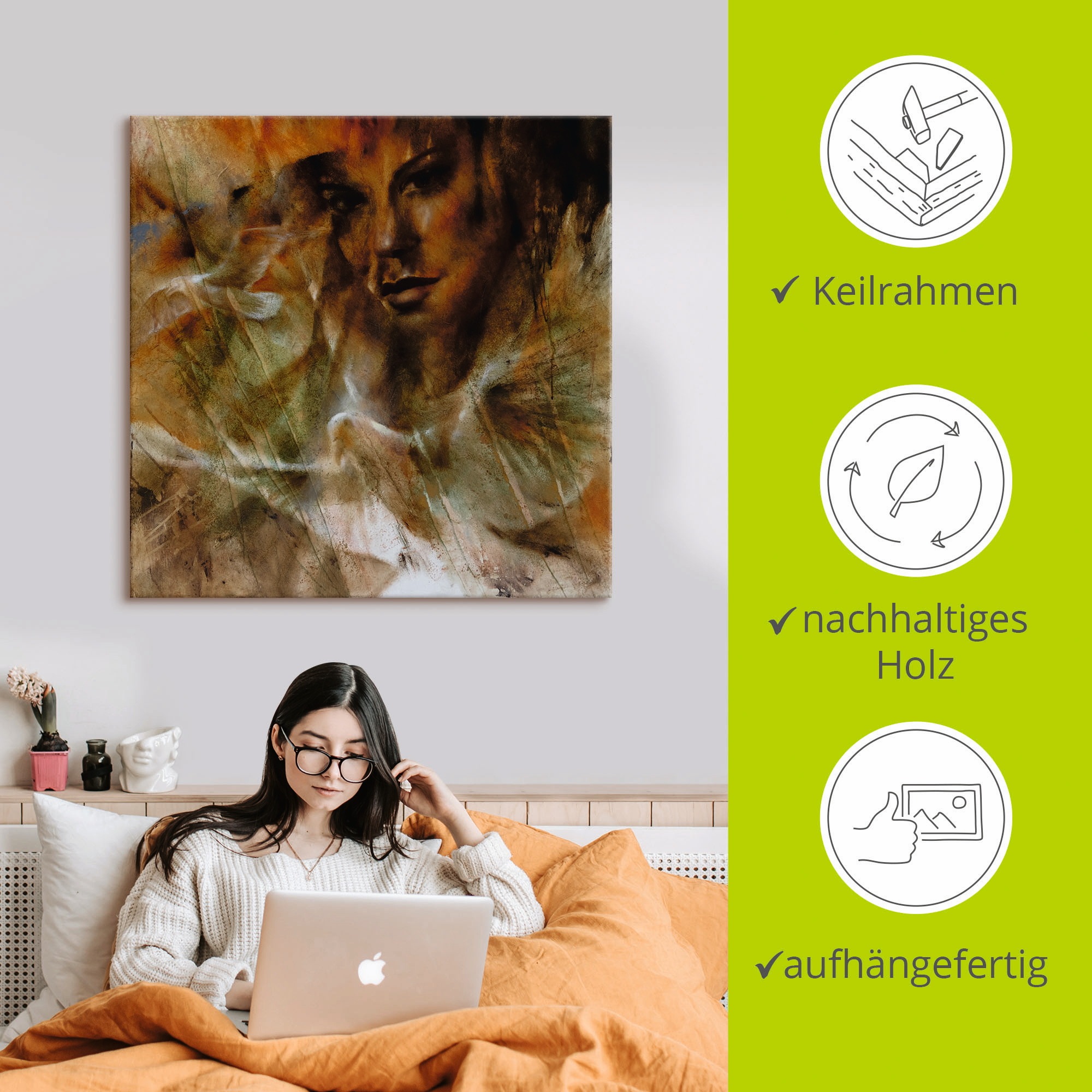 Artland Wandbild »Taube, Möwe und Jana«, klassische Fantasie, (1 St.), als Leinwandbild, Poster in verschied. Größen