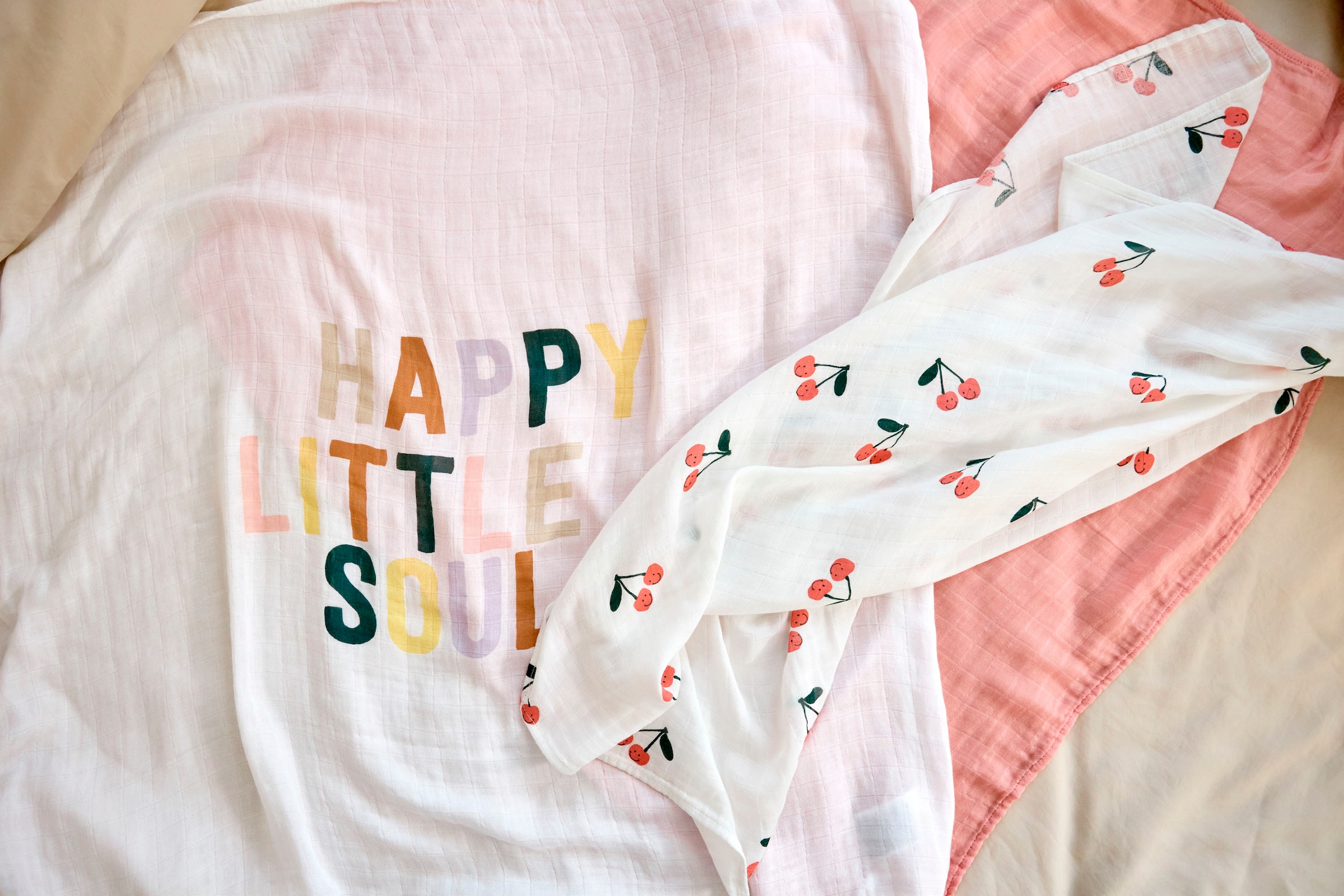 LÄSSIG Stoffwindeln »Mulltuch-Set L Happy Fruits Cherry«, (Set, 3 St.)