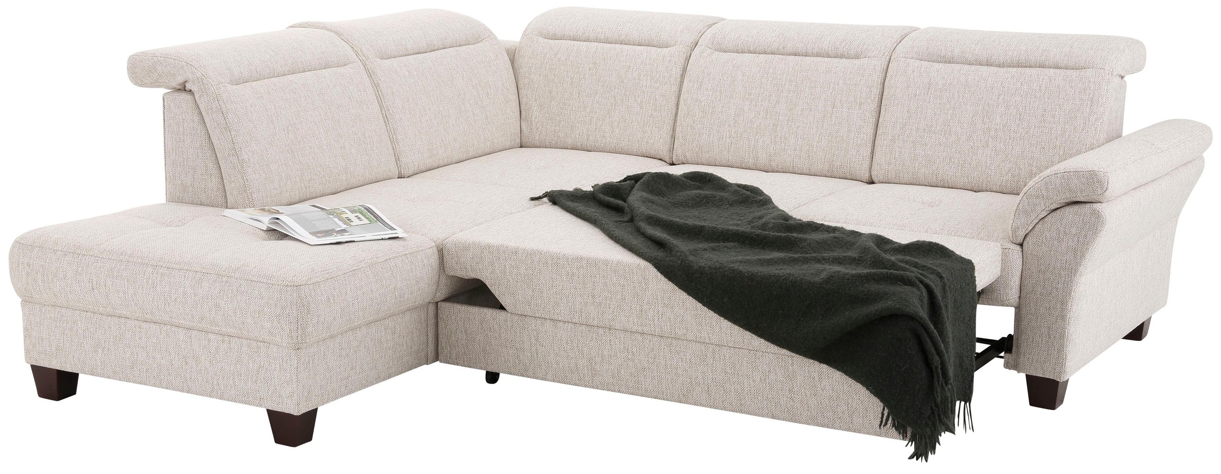 Home affaire Ecksofa »Solvei L-Form«, wahlweise auch mit Kopfteilverstellung und Bettfunktion, Federkern