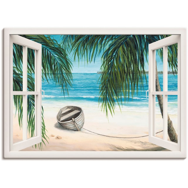 Artland Wandbild »Fensterblick - Karibik«, Fensterblick, (1 St.), als  Leinwandbild, Wandaufkleber in verschied. Größen bei OTTO