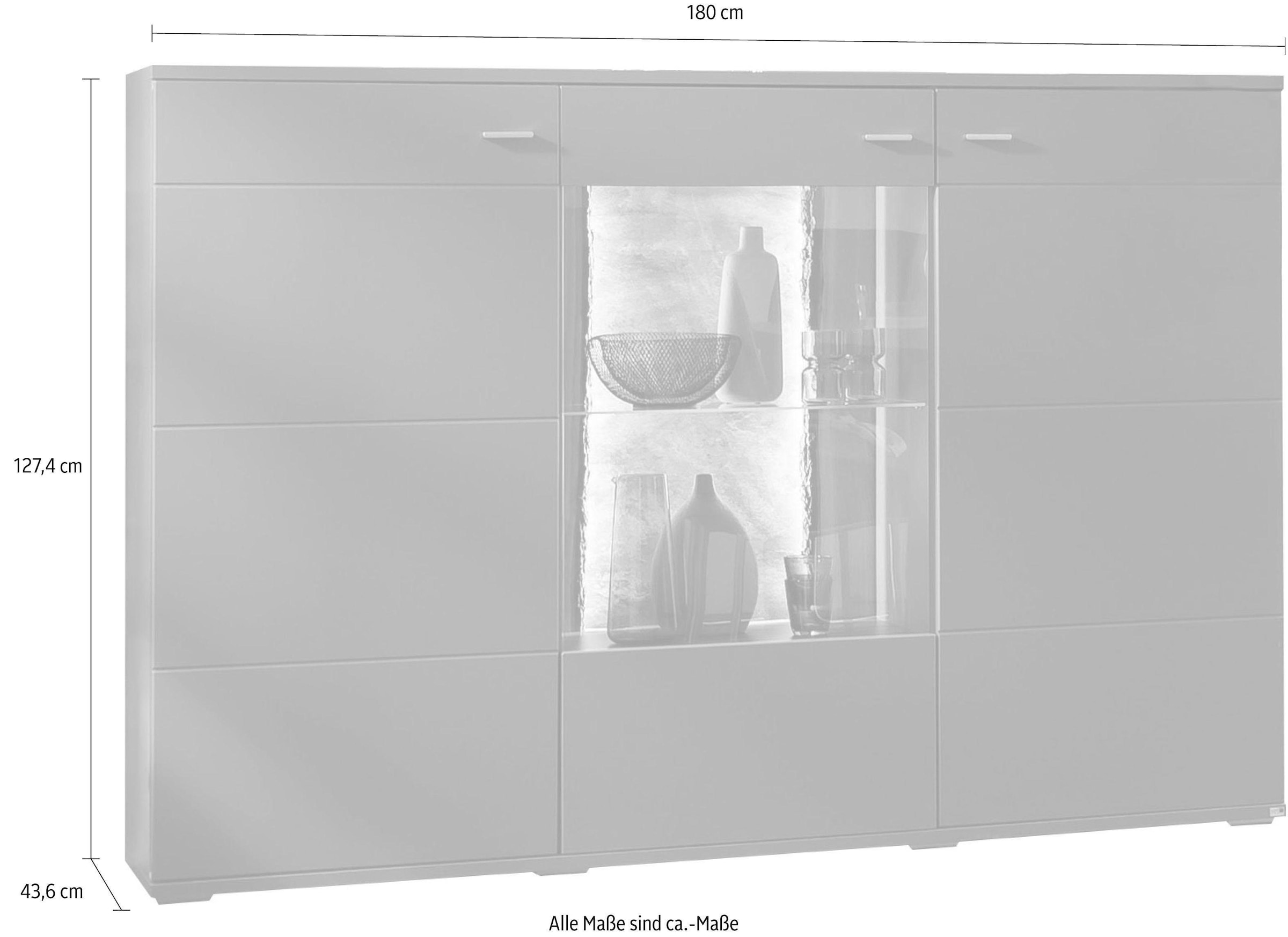 set one by Musterring Highboard »TACOMA«, Typ 52, Breite 180 cm, mit getönter  Glastür online kaufen