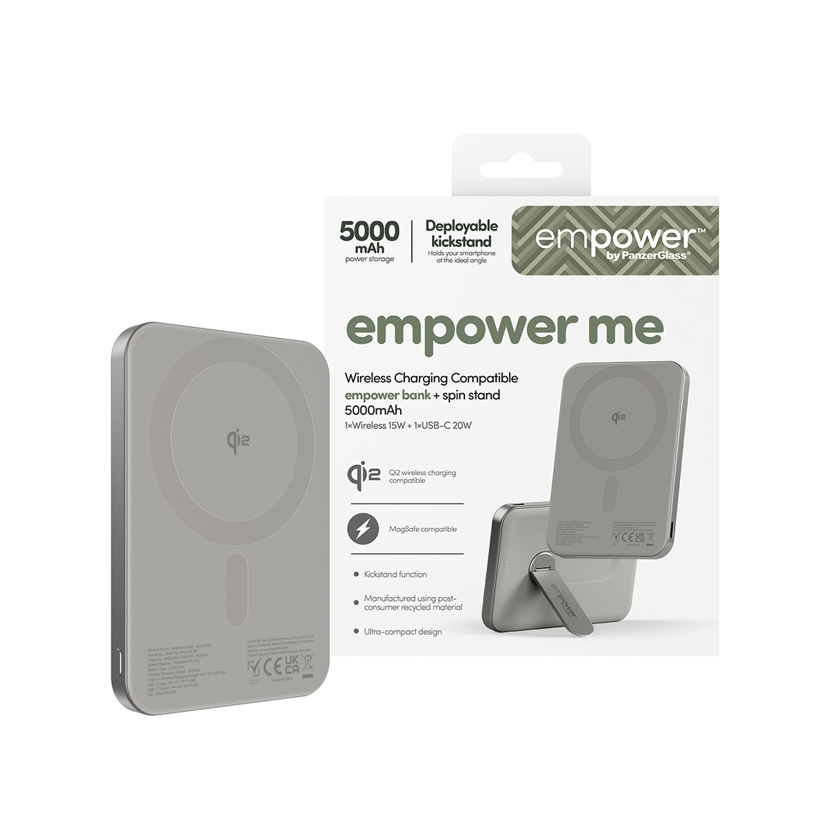 empower by PanzerGlass Powerbank »empower Bank 5000 mAh mit Spin Stand« empower Bank Spin Stand/5000mAh/Titanium