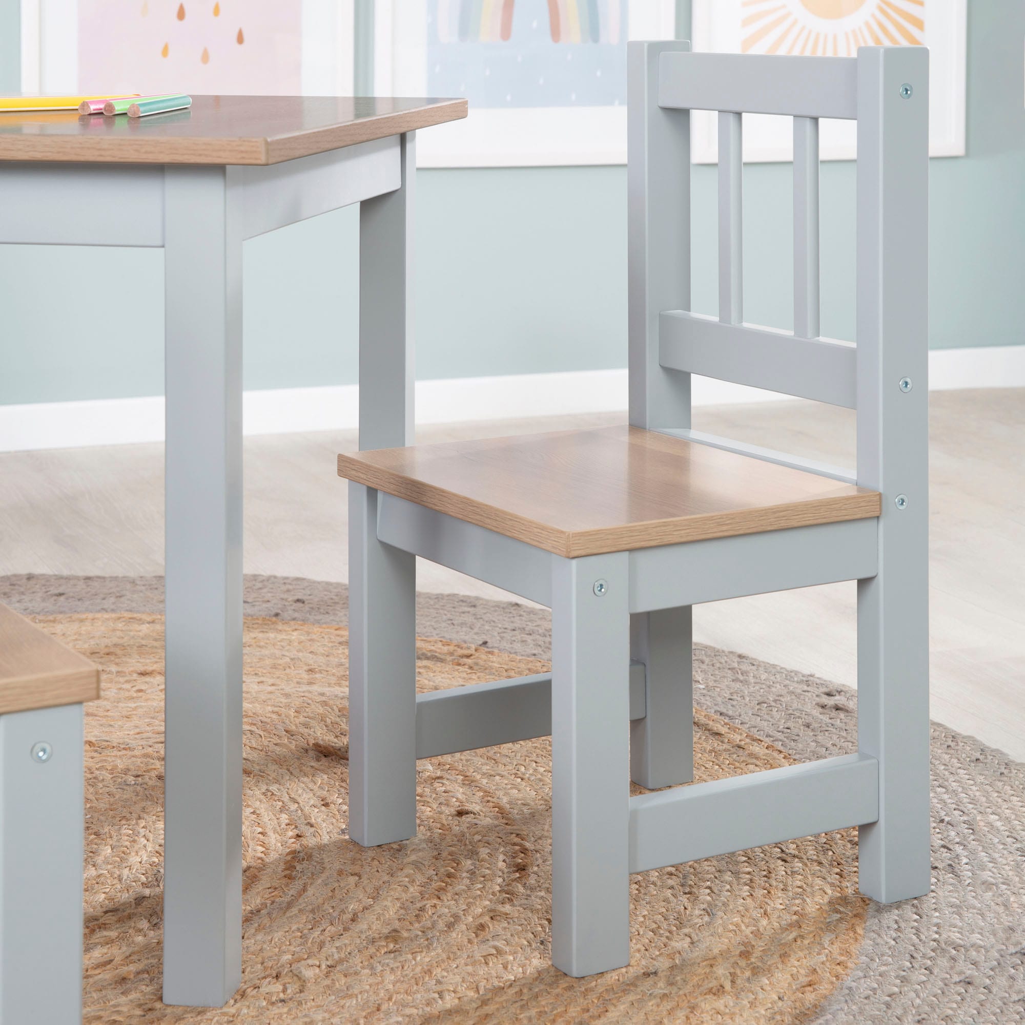 roba® Kindersitzgruppe »Woody, Holzdekor/taupe«, (3 tlg.)