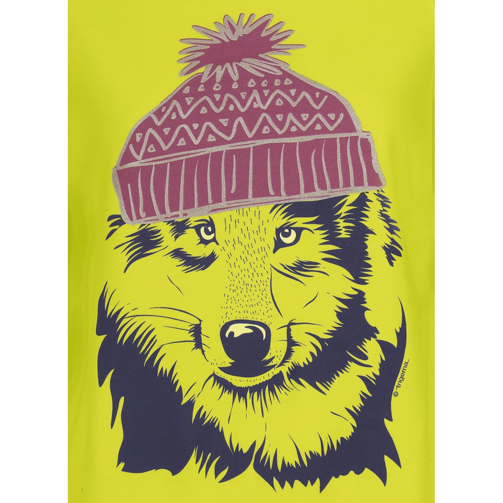Trigema Kapuzensweatshirt »TRIGEMA Kapuzenpulli mit großem Wolf-Motiv«