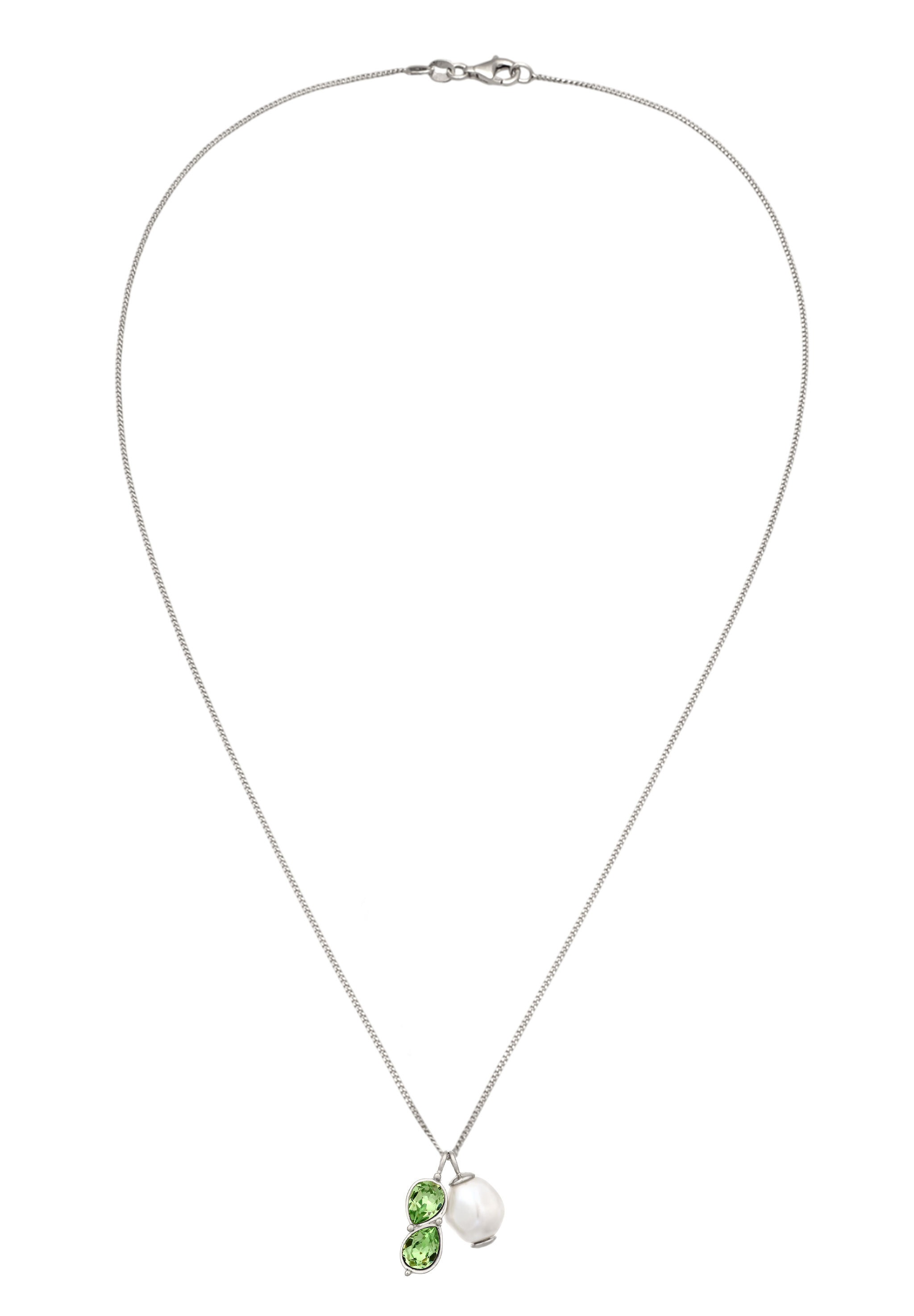 Elli Silberkette »Halskette Tropfen Synthetische Perle Kristalle Grün 925 Sterling Silber«