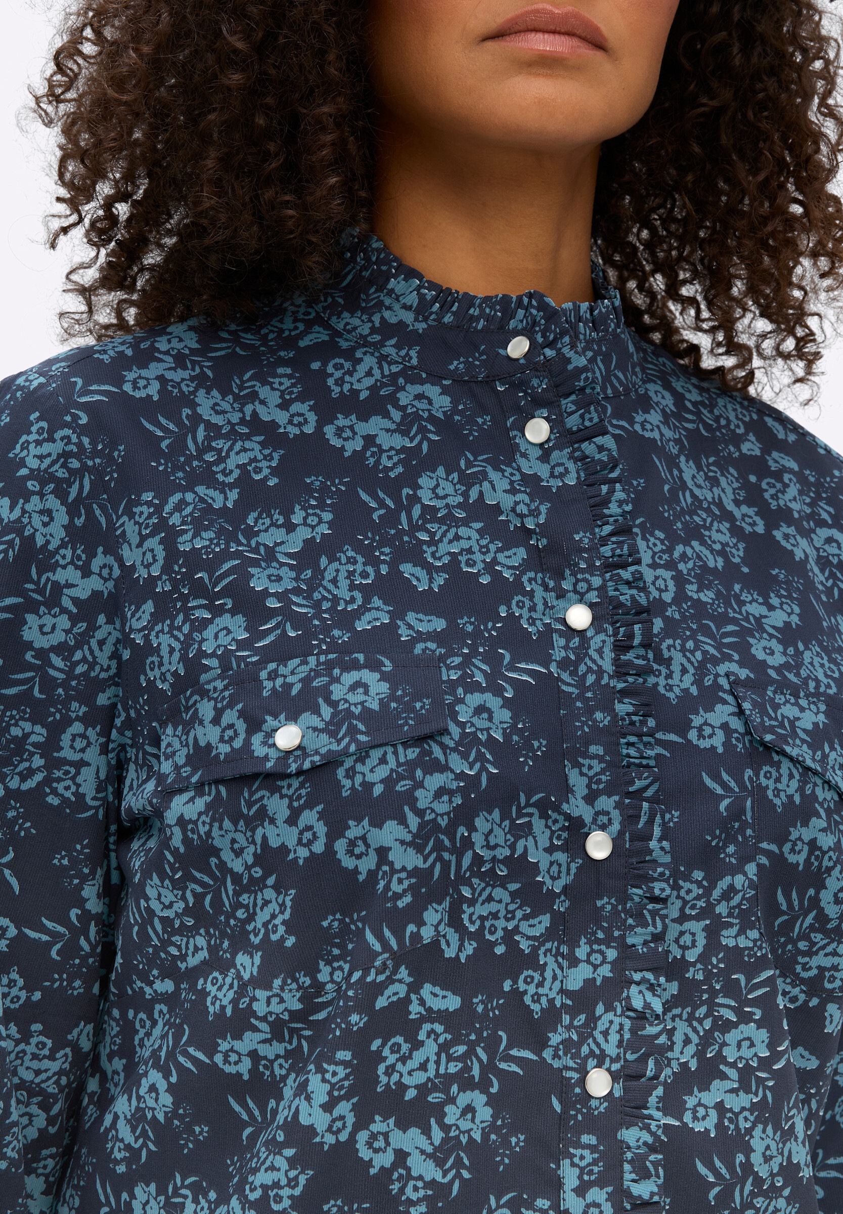 sheego by Joe Browns Hemdbluse »Cord-Bluse Druckbluse aus Cord, mit Rüschen-Details«