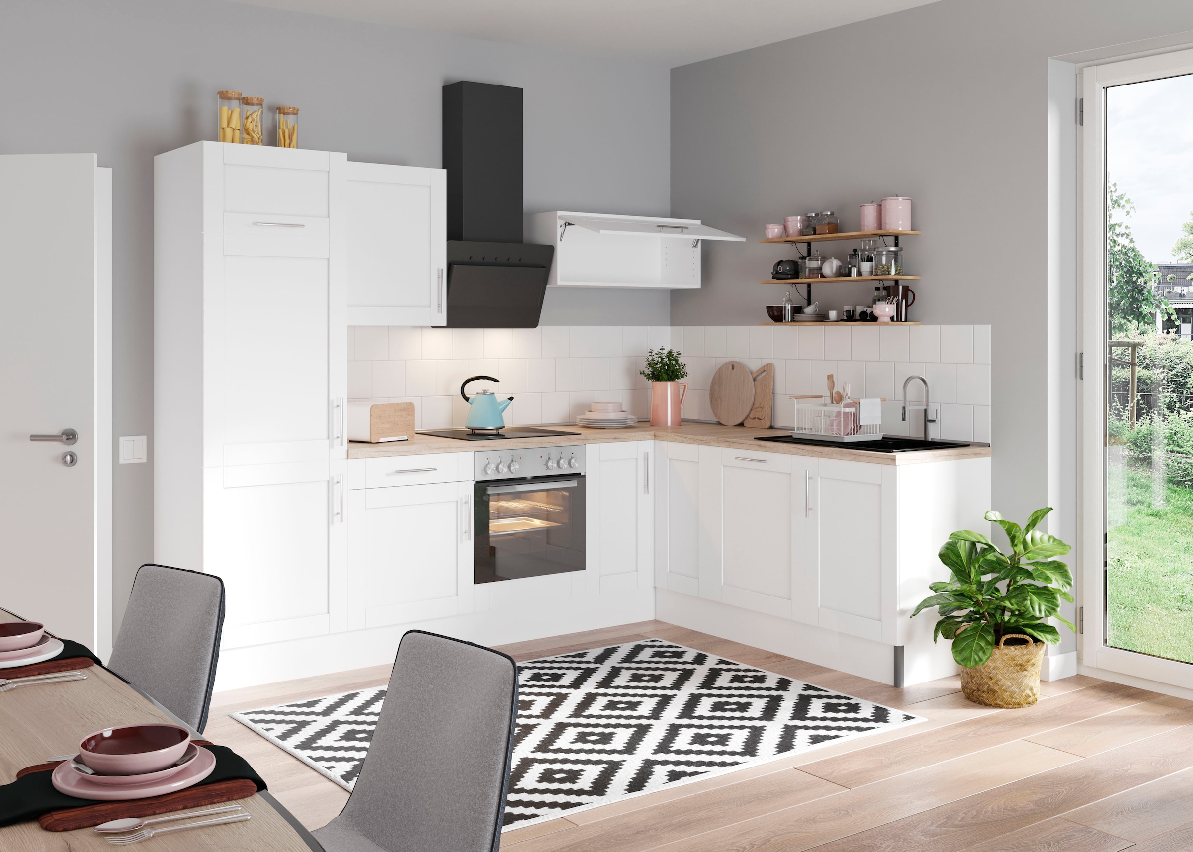 KOCHSTATION Küche »KS-Ahus« 200 x 270 cm breit, wahlweise mit E-Geräten, Soft Close Funktion
