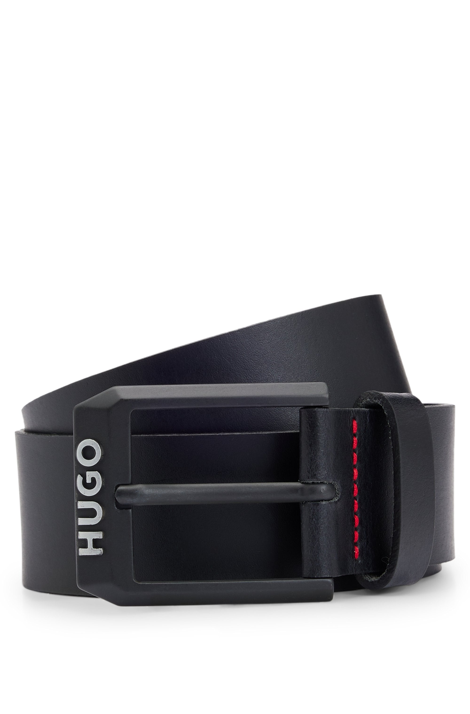 HUGO Ledergürtel »Gelio-B_Sz40«, HUGO Markenlabel, rote Ziehnaht