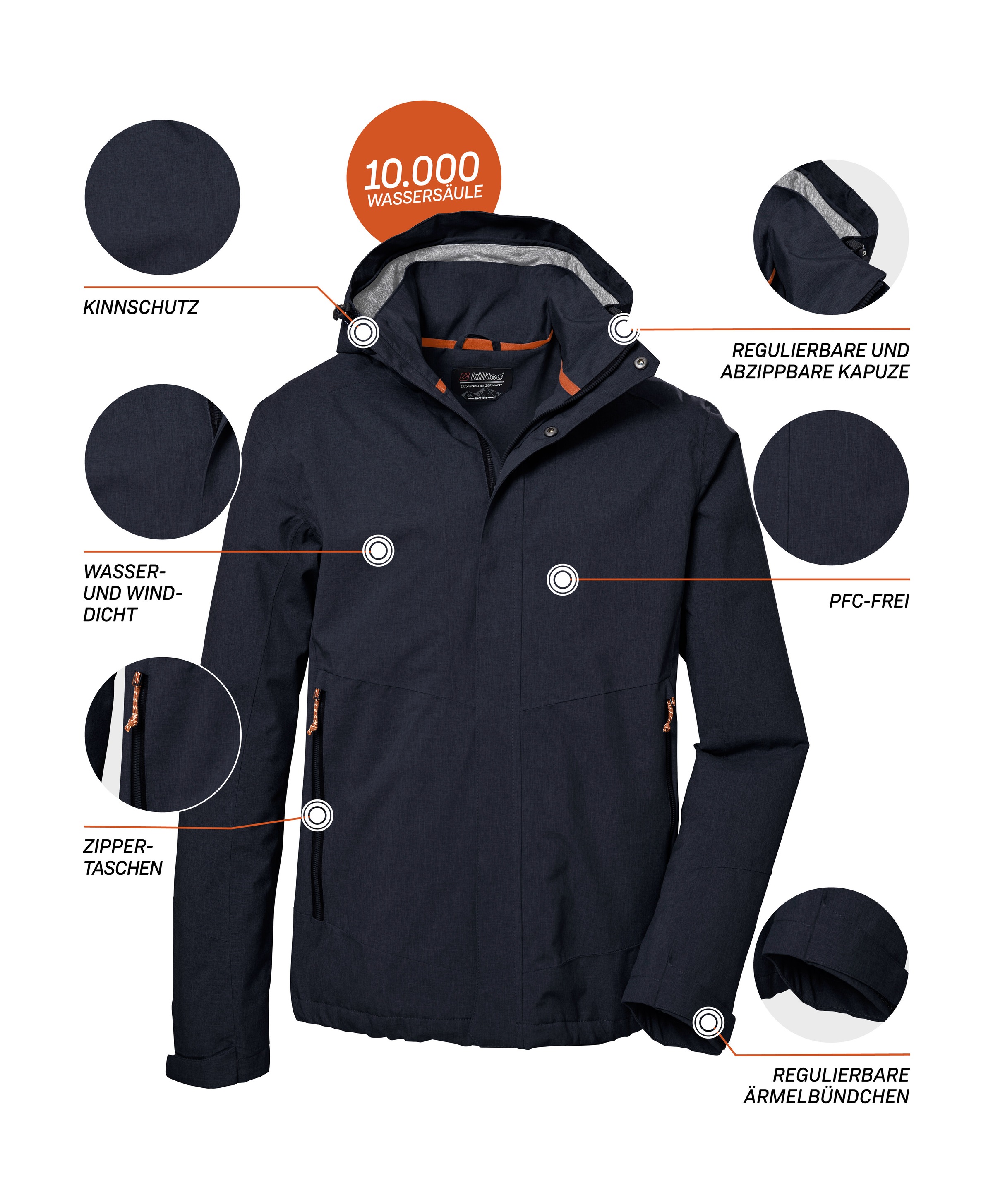 Killtec Outdoorjacke »KOS 53 MN JCKT«, Funktionsjacke: Wind- und wasserdicht, atmungsaktiv, Kapuze abnehmbar