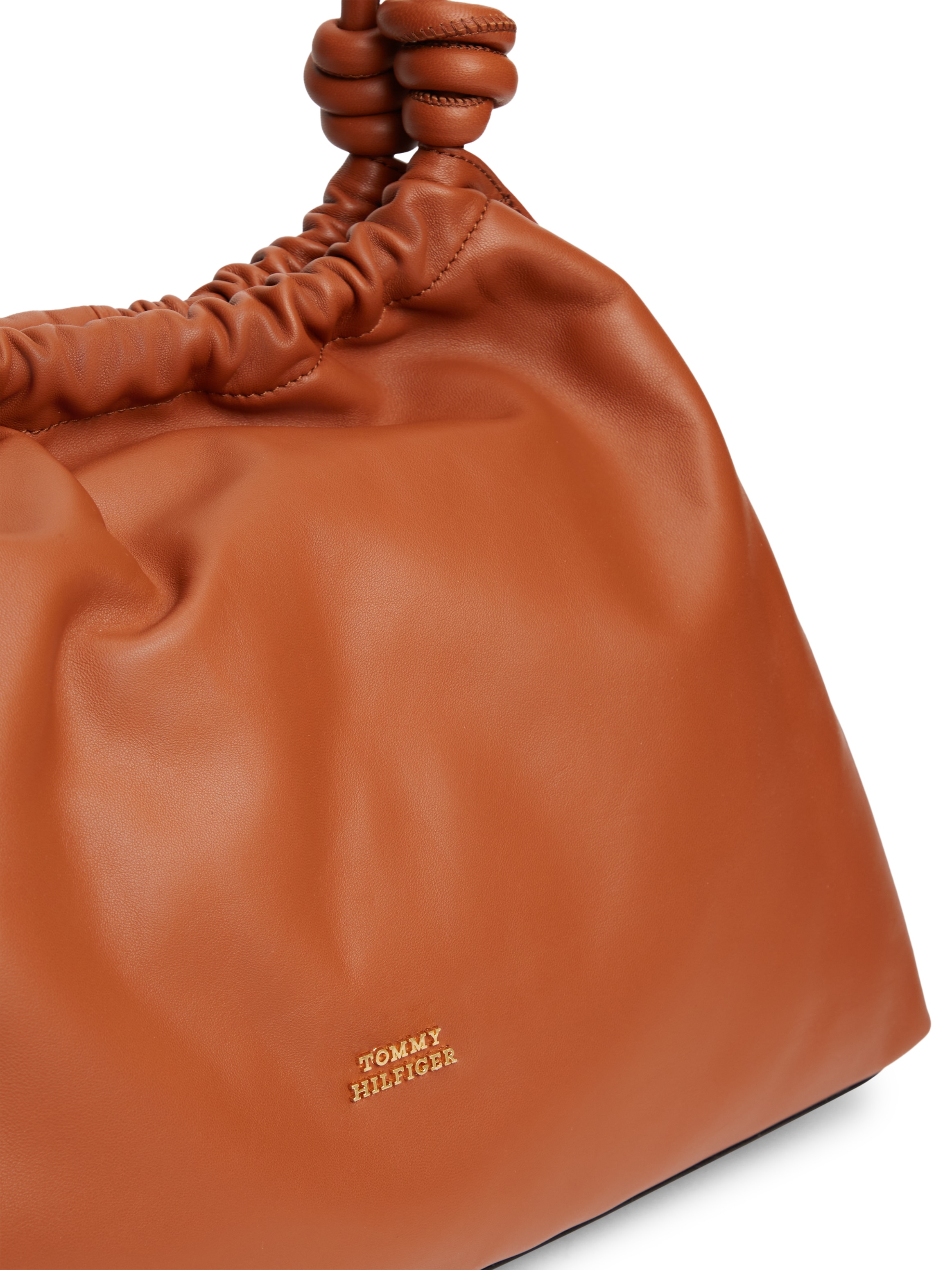 Tommy Hilfiger Hobo »TH SOFT LEATHER HOBO« Damen Handtasche, Schultertasche, Umhängetasche mit goldfarbenem Logo