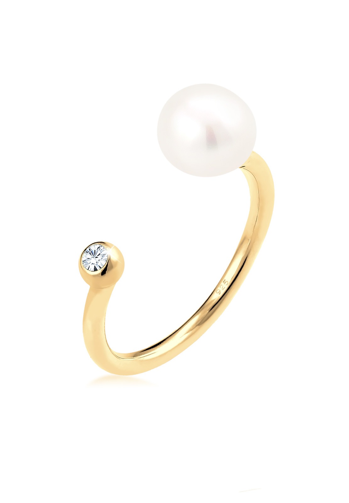 Elli Perlenring »Ring Süßwasserzuchtperle Kristalle Weiß 925 Sterling Silber verstellbar«