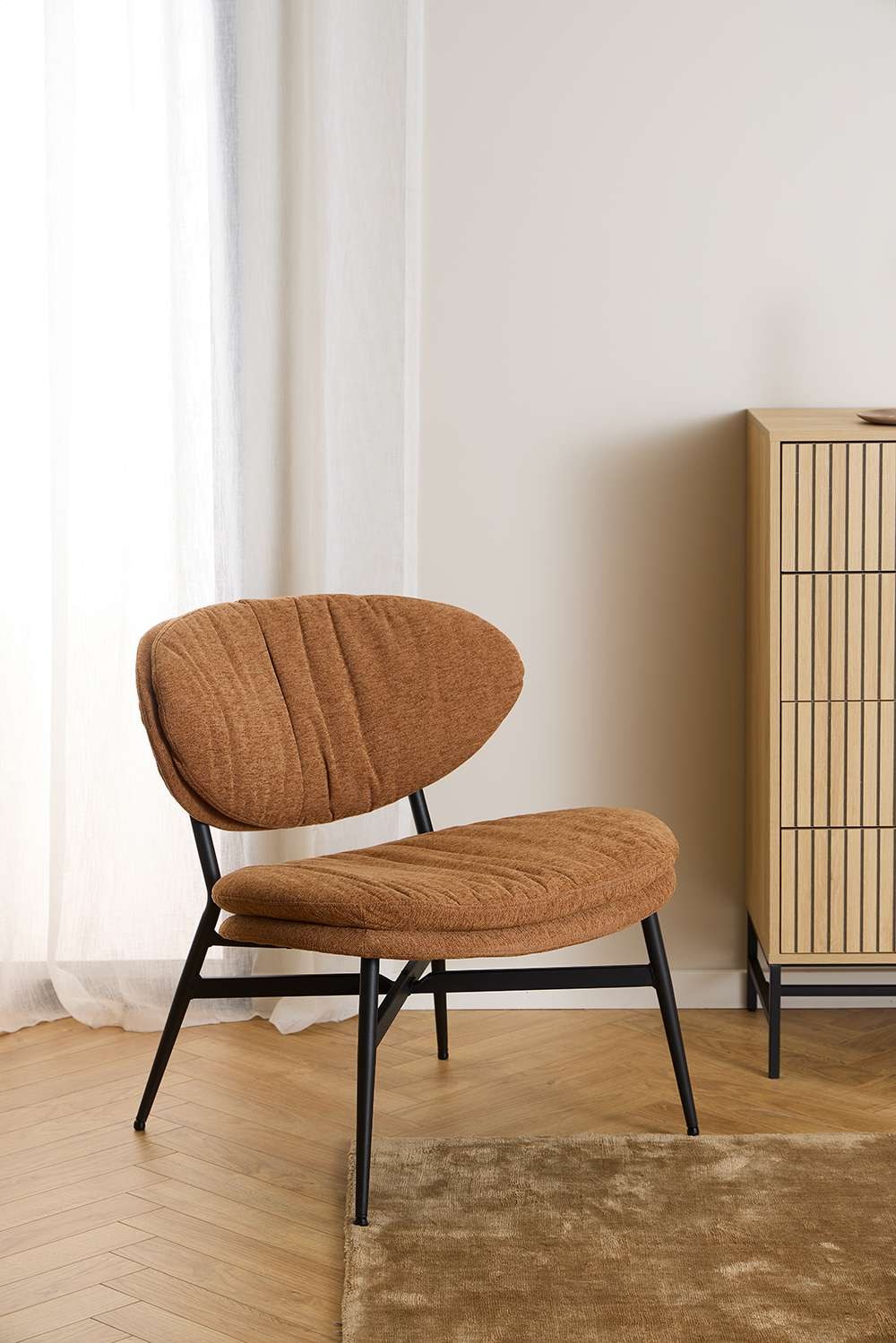 ACTONA GROUP Loungesessel »Burma«, Terracotta Stoff, schwarze Stahlbeine, Sitzhöhe: 43 cm