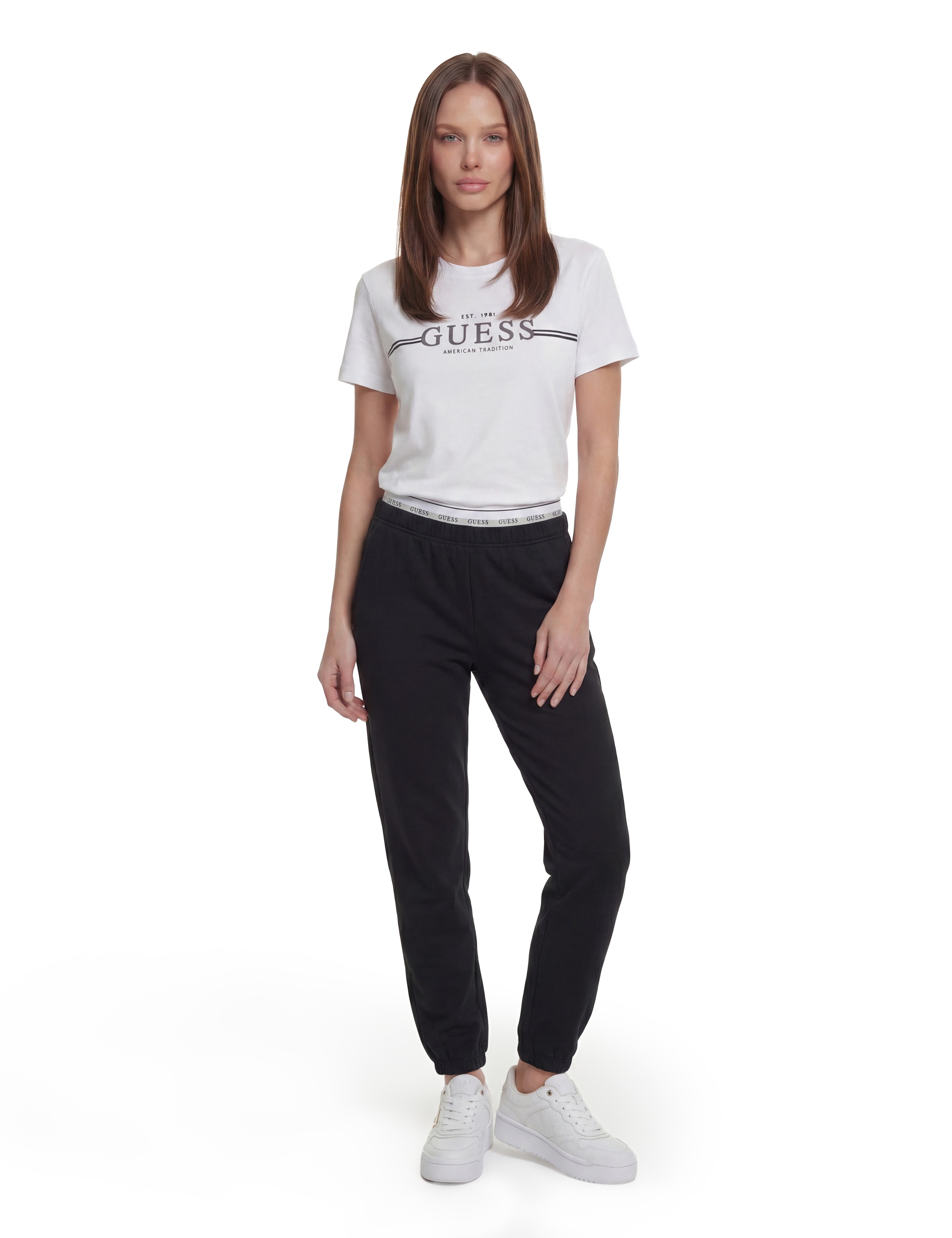 Guess Jogginghose »SOFIA CUFFED PANT«  aus Baumwollmix, Logobund