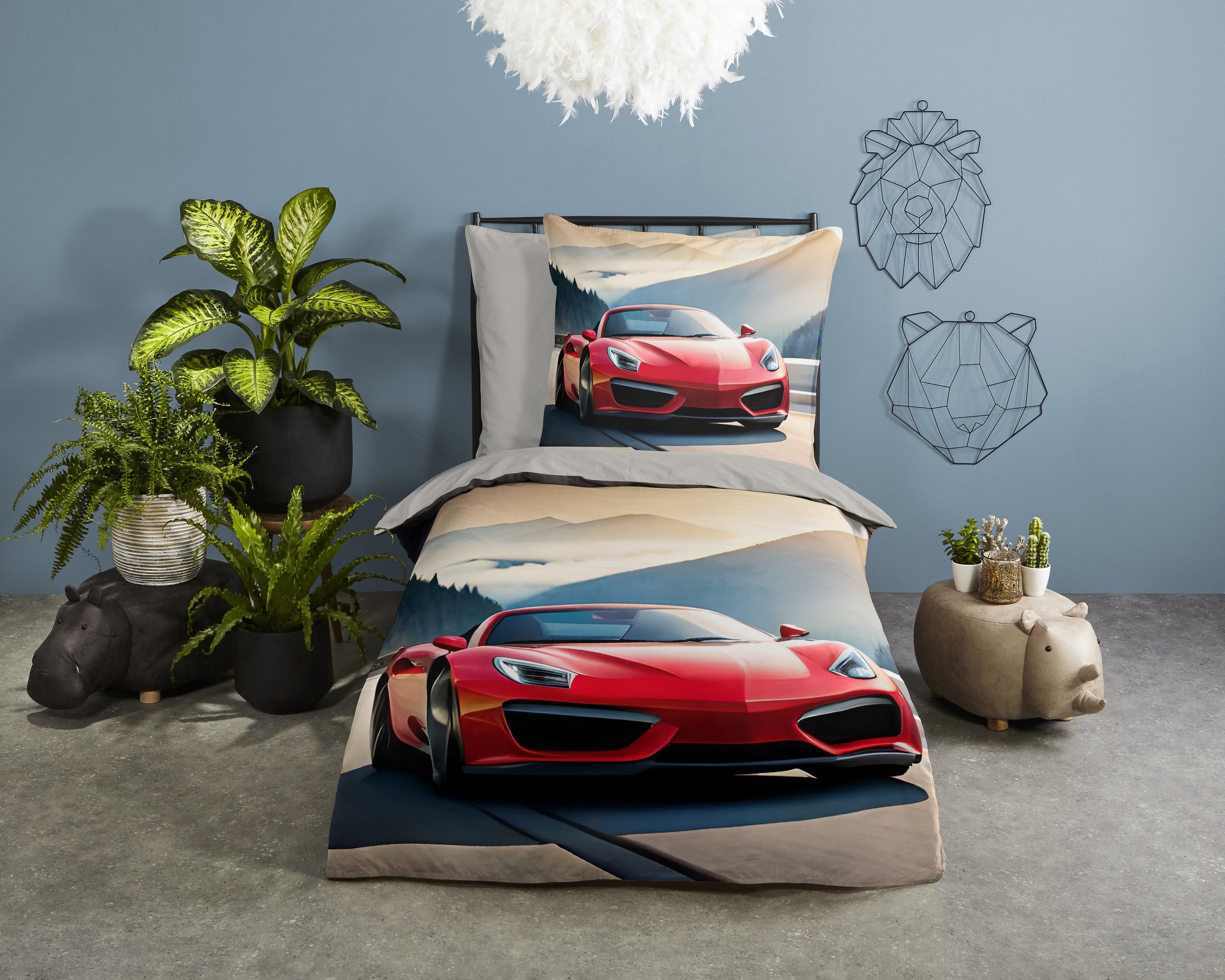 good morning Babybettwäsche »Cabrio«, Baumwolle, Renforcé, 135x200, 2 Teilig, Wendeoptik, Kind, Junge, Auto