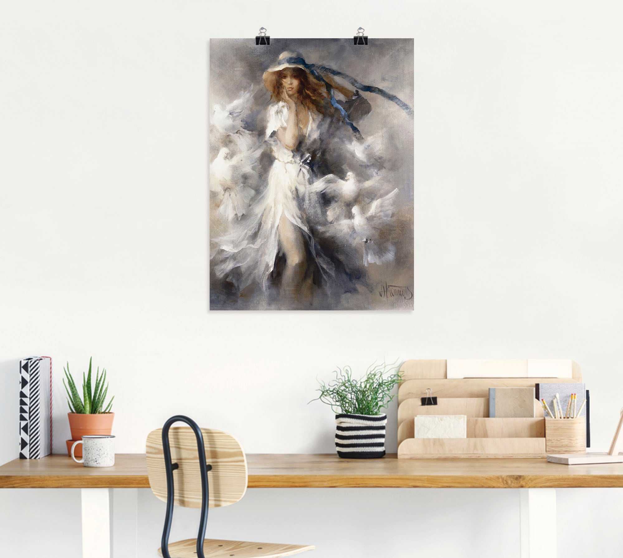 Artland Wandbild »Tauben«, Frau, (1 St.), als Leinwandbild, Poster in verschied. Größen