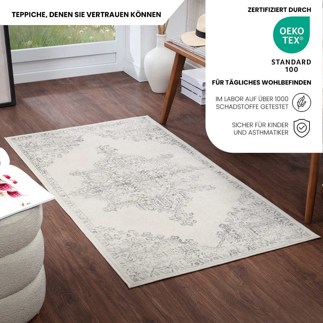Livabliss Teppich »KOTA«, rechteckig, 9 mm Höhe, Vintage Orientteppich, Kurzflor Boho Wohnzimmerteppich, Läufer